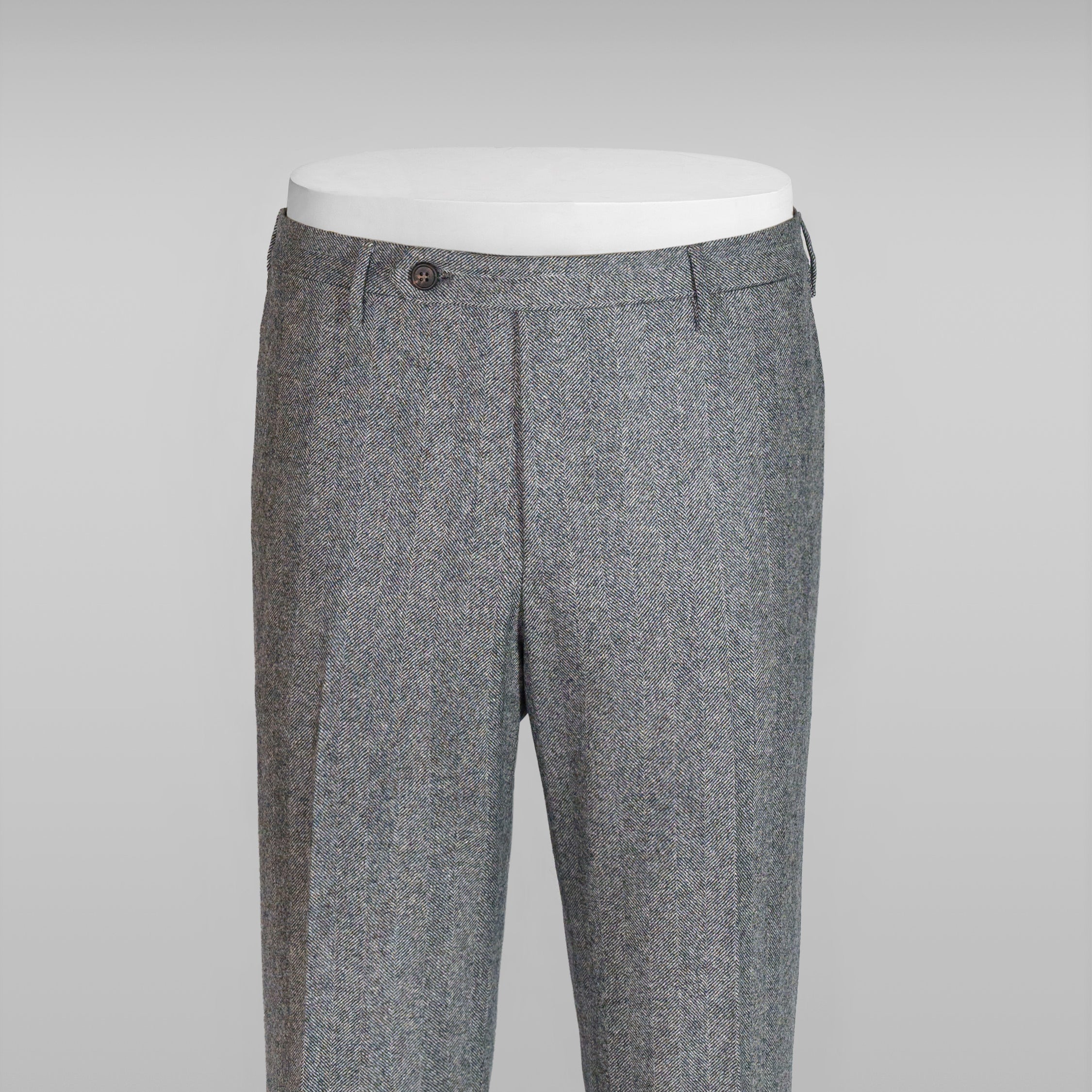 Pantaloni in flanella grigia a spina di pesce