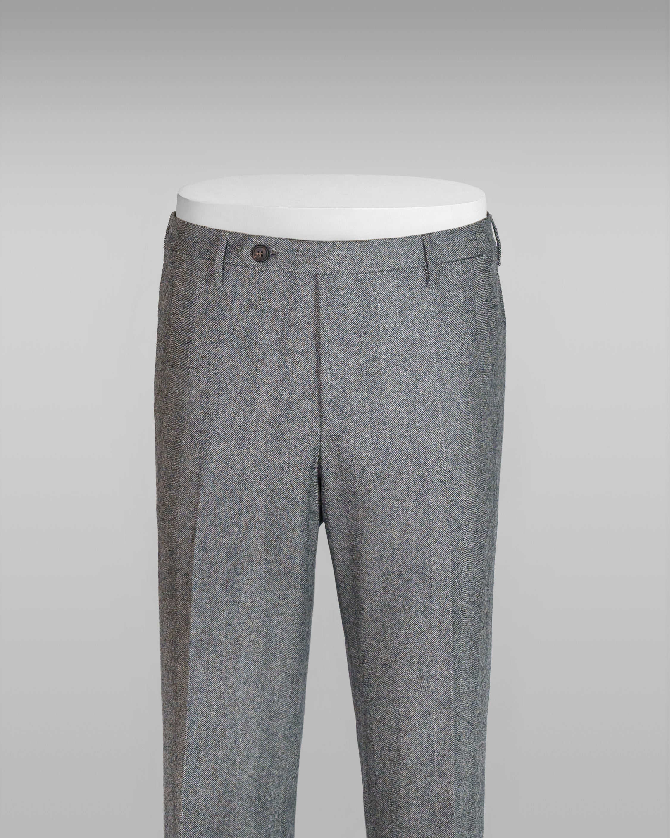 Pantaloni in flanella grigia a spina di pesce