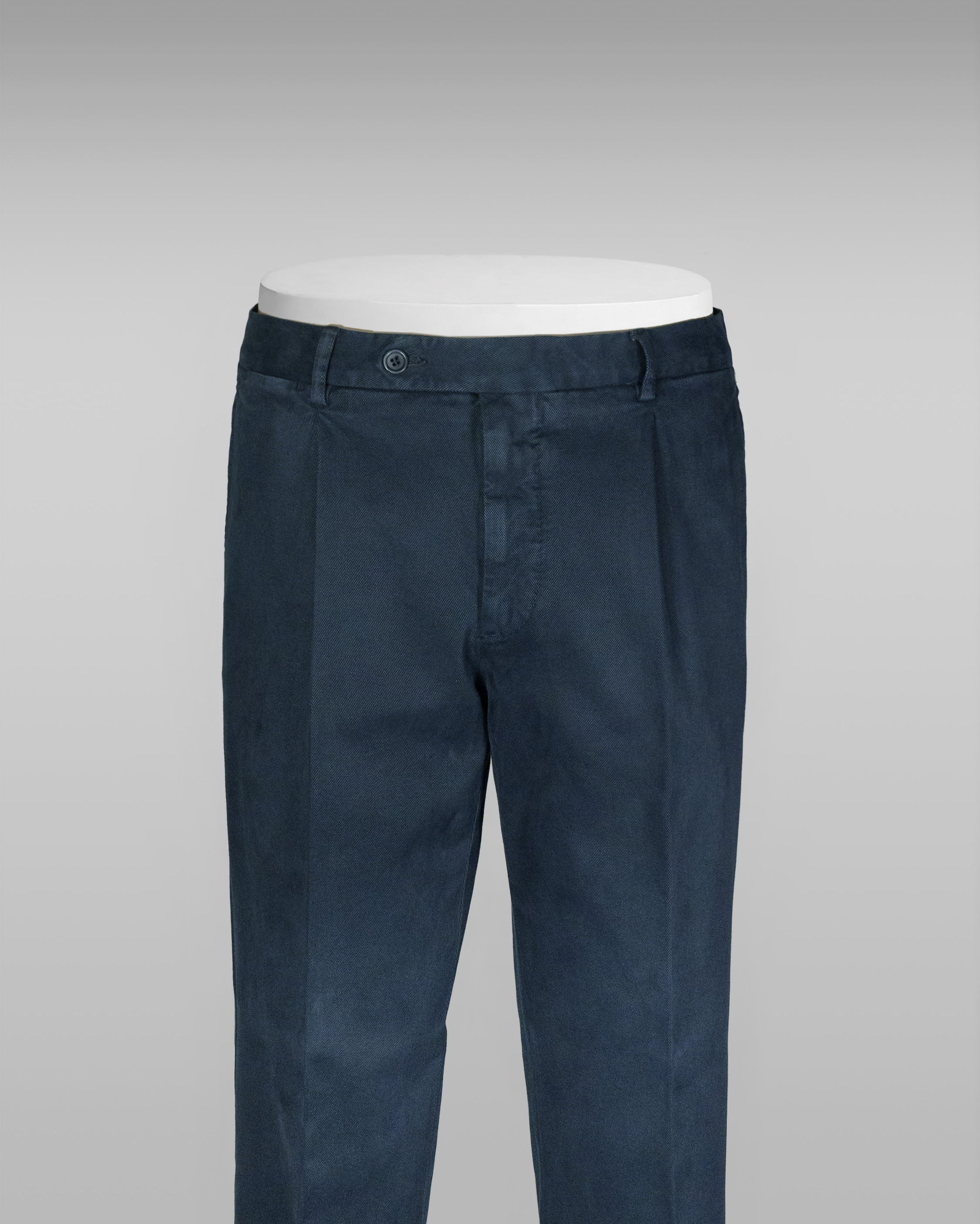 Pantaloni sportivi in cotone elastan blu scuro con 1 pinces