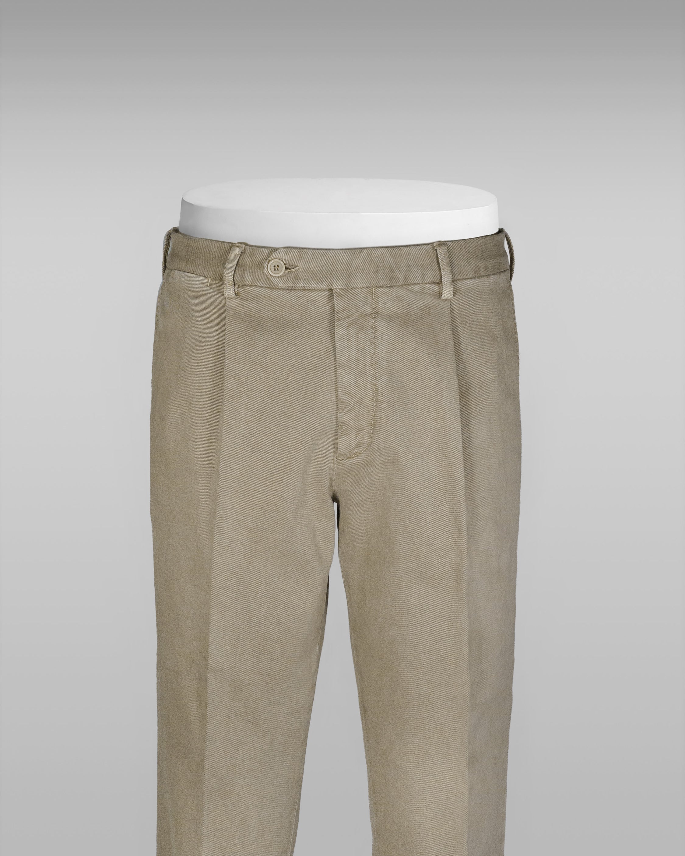 Pantaloni sportivi in cotone elastan beige con 1 pinces