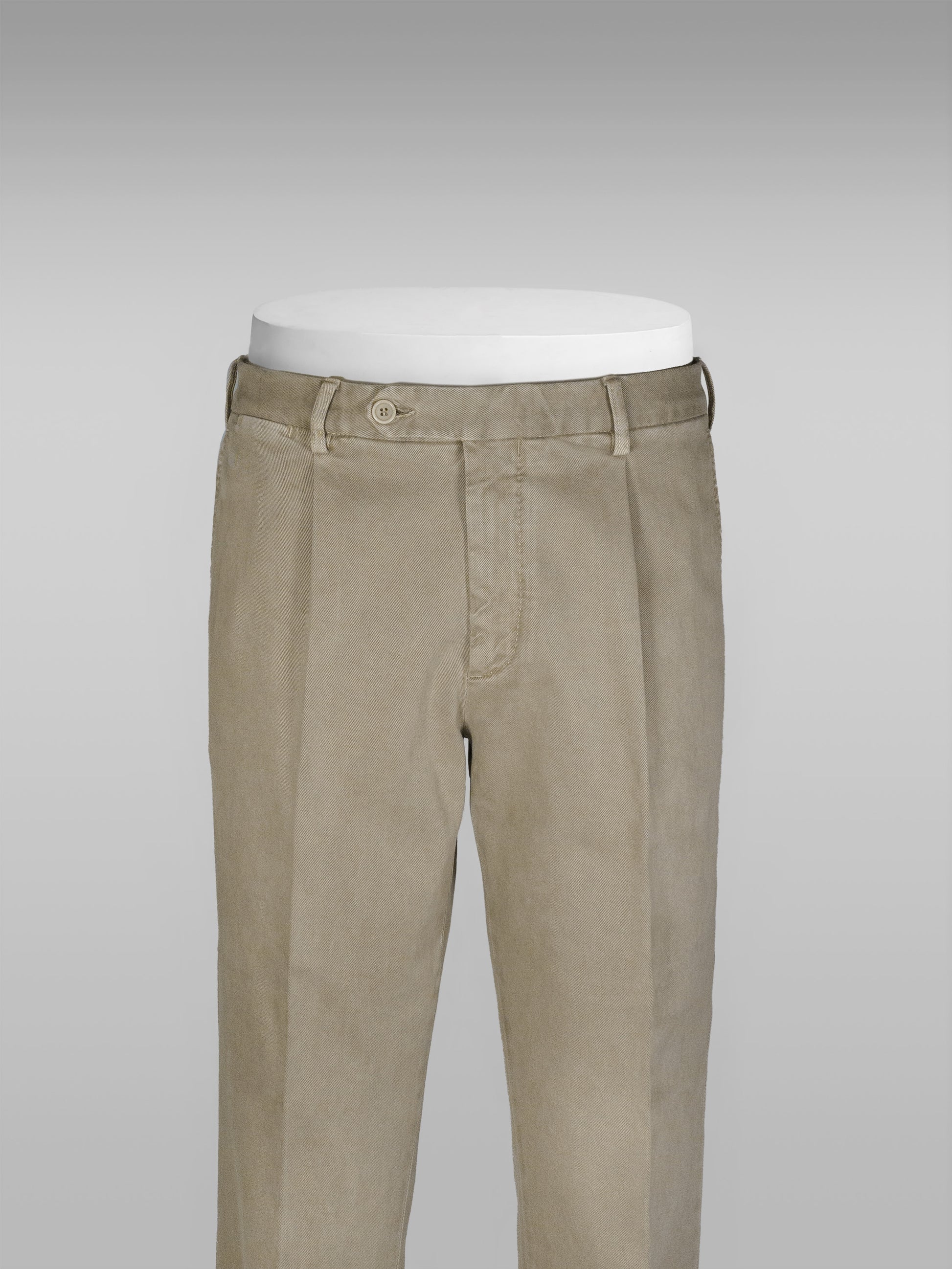 Pantaloni sportivi in cotone elastan beige con 1 pinces
