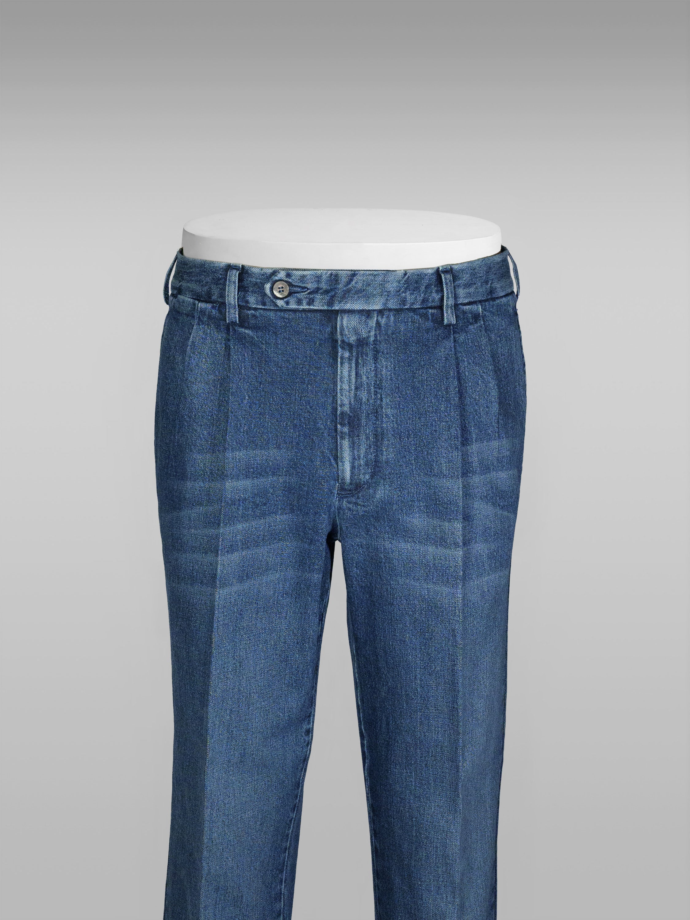 Pantaloni sportivi in cotone denim blu con 2 pinces