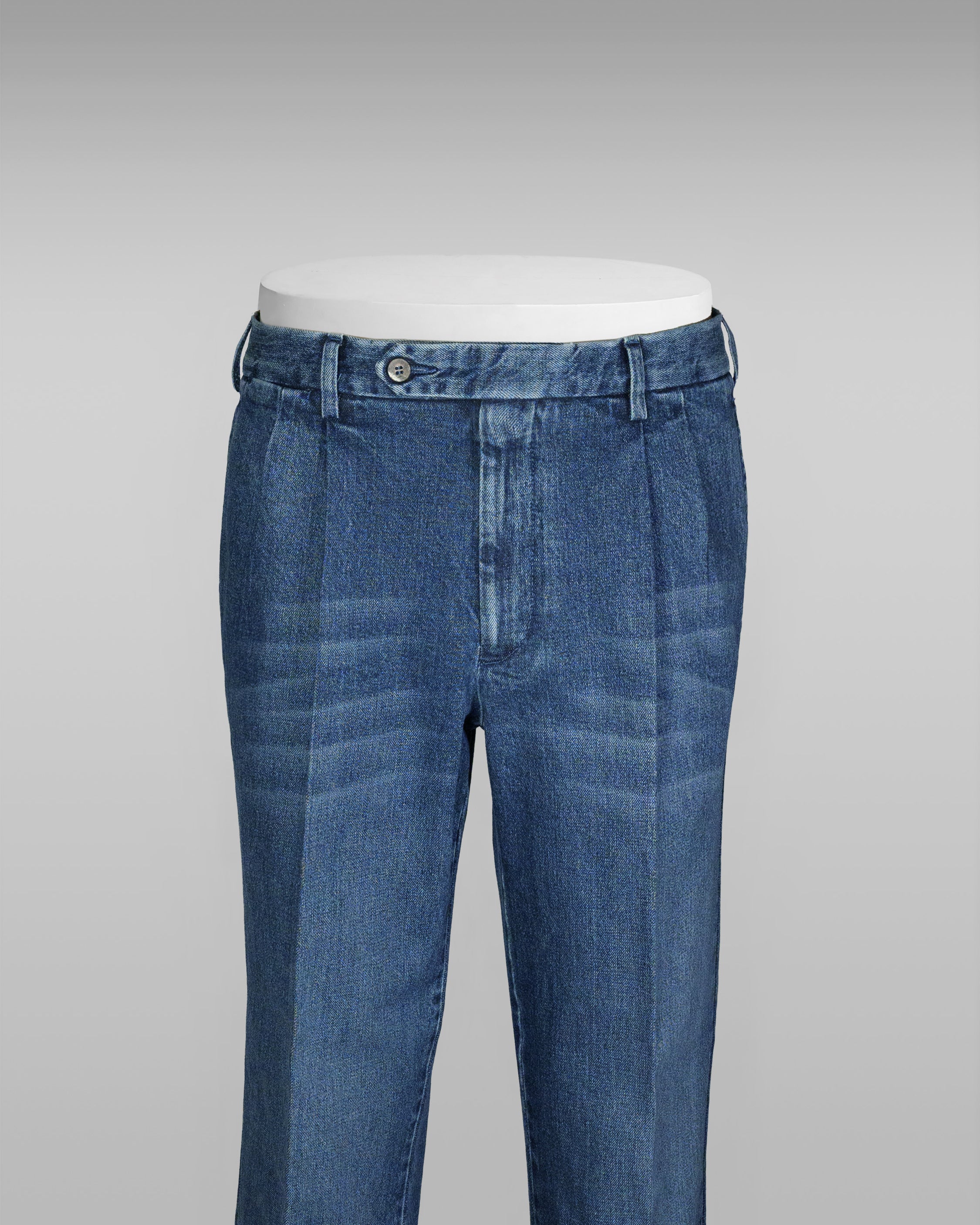 Pantaloni sportivi in cotone denim blu con 2 pinces