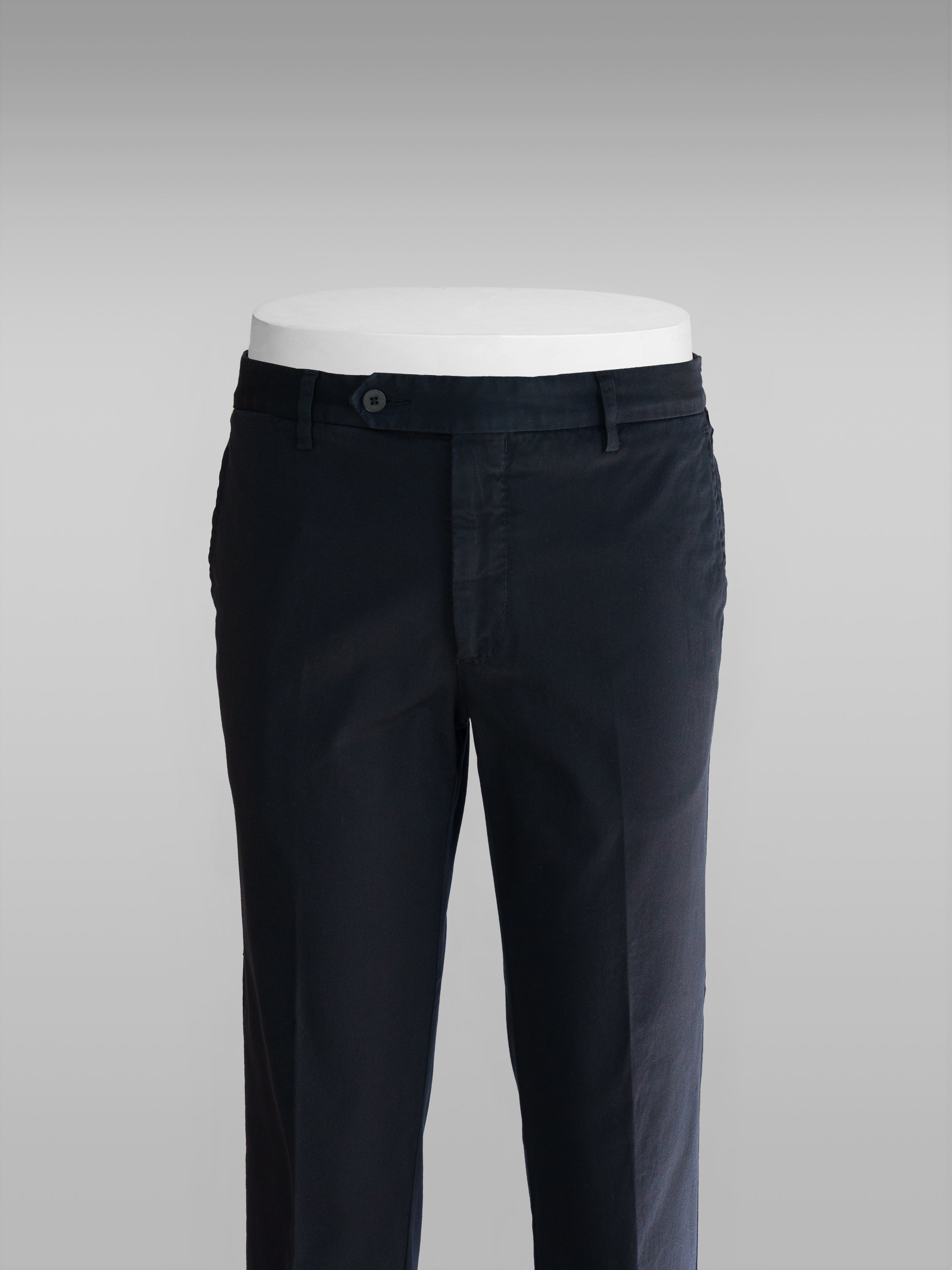 Dark blue cotton supima sport trousers with flaps