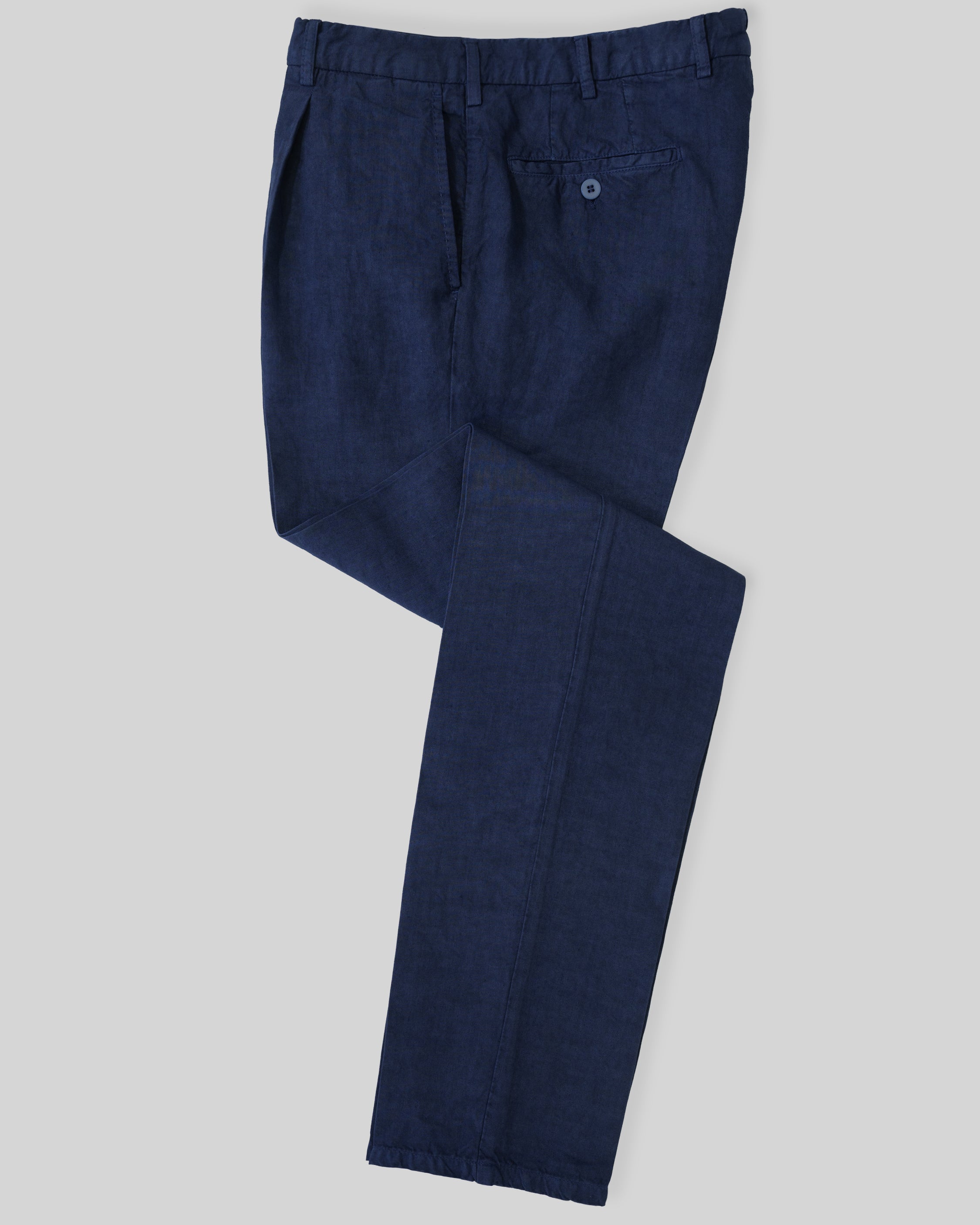 Pantaloni sportivi in lino blu con 1 pinces