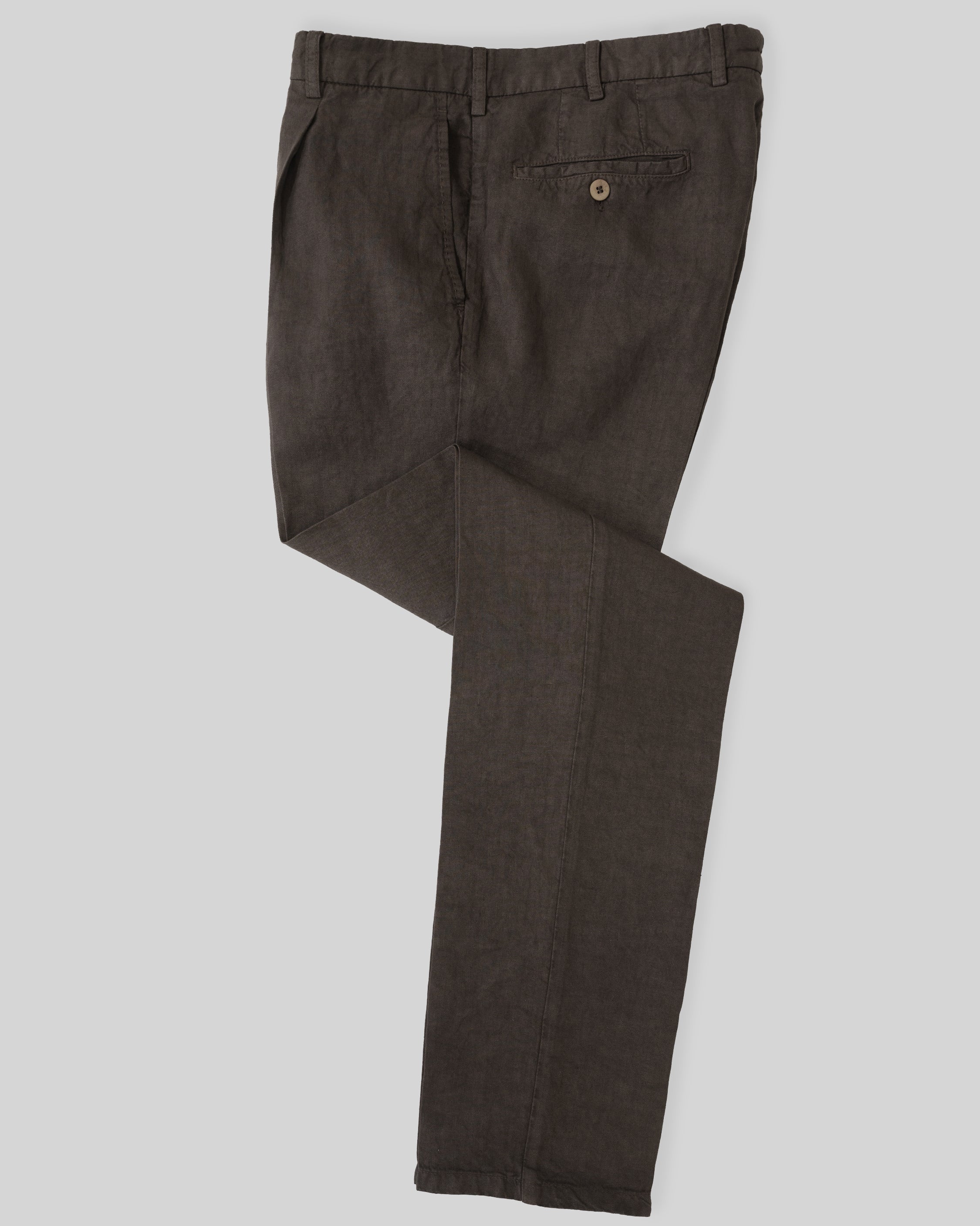 Pantaloni sportivi in lino marroni con 1 pinces