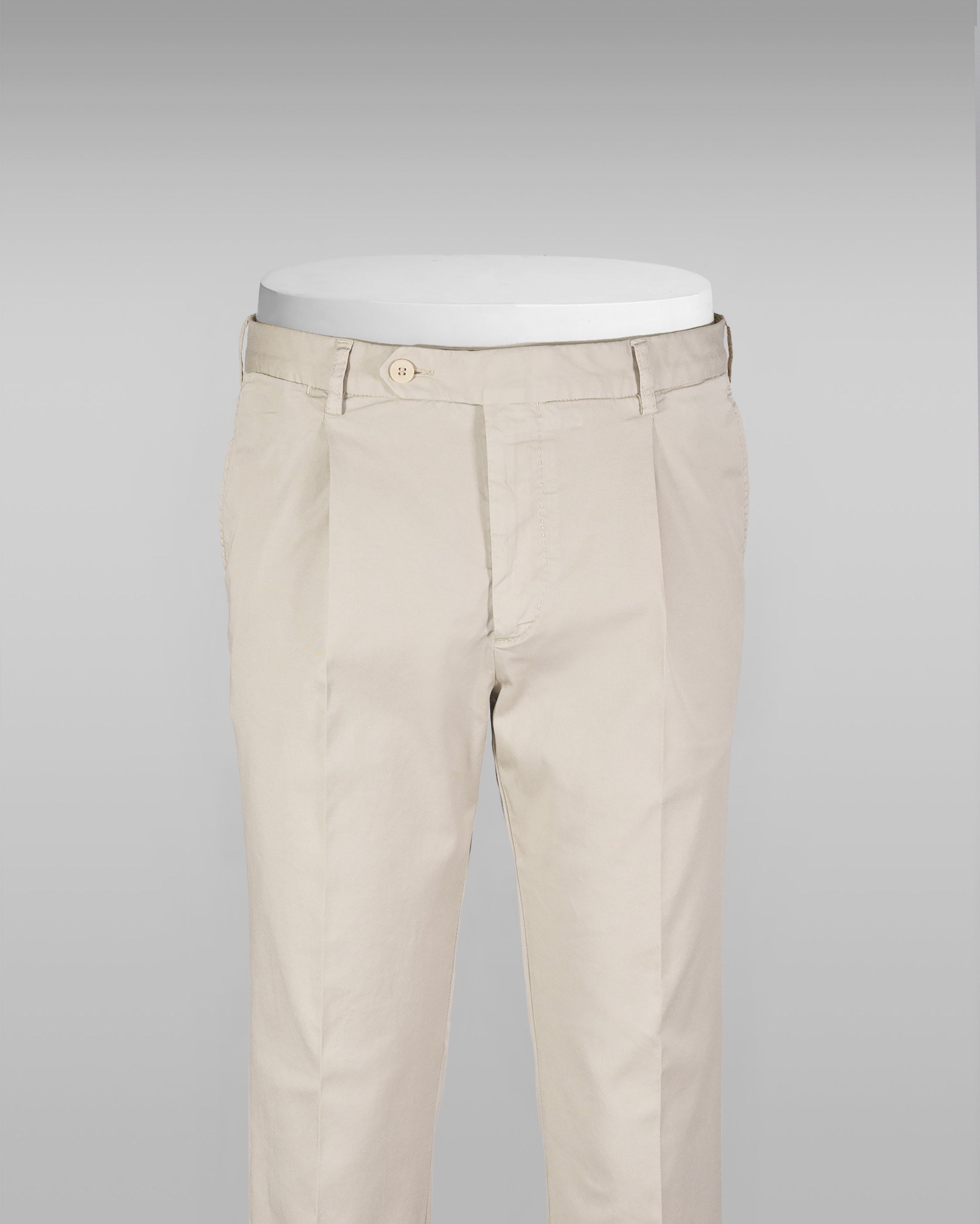 Pantaloni sportivi in cotone supima beige con 1 pinces