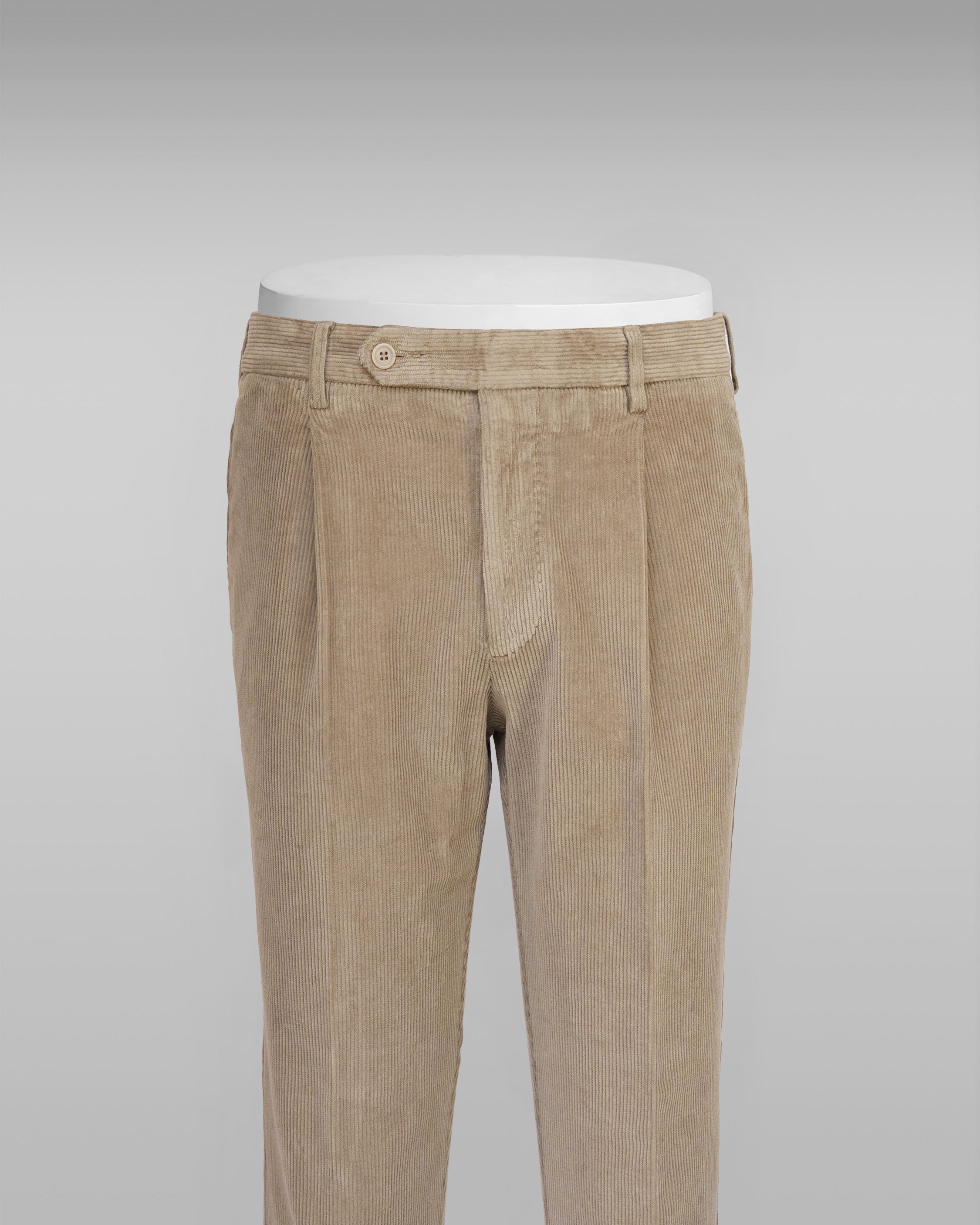 Beige corduroy sport trousers 1 pleat