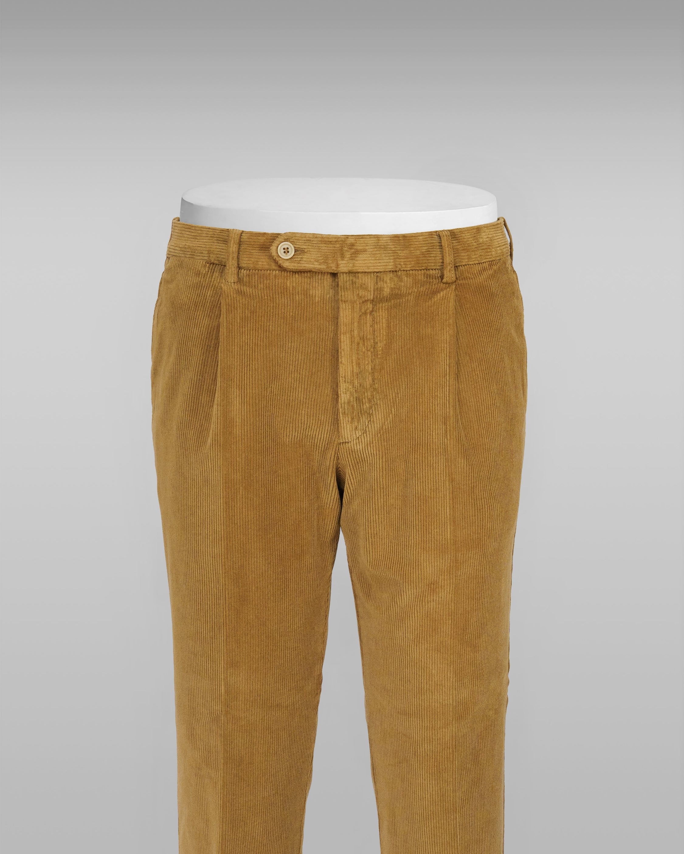 Ochre corduroy sport trousers 1 pleat