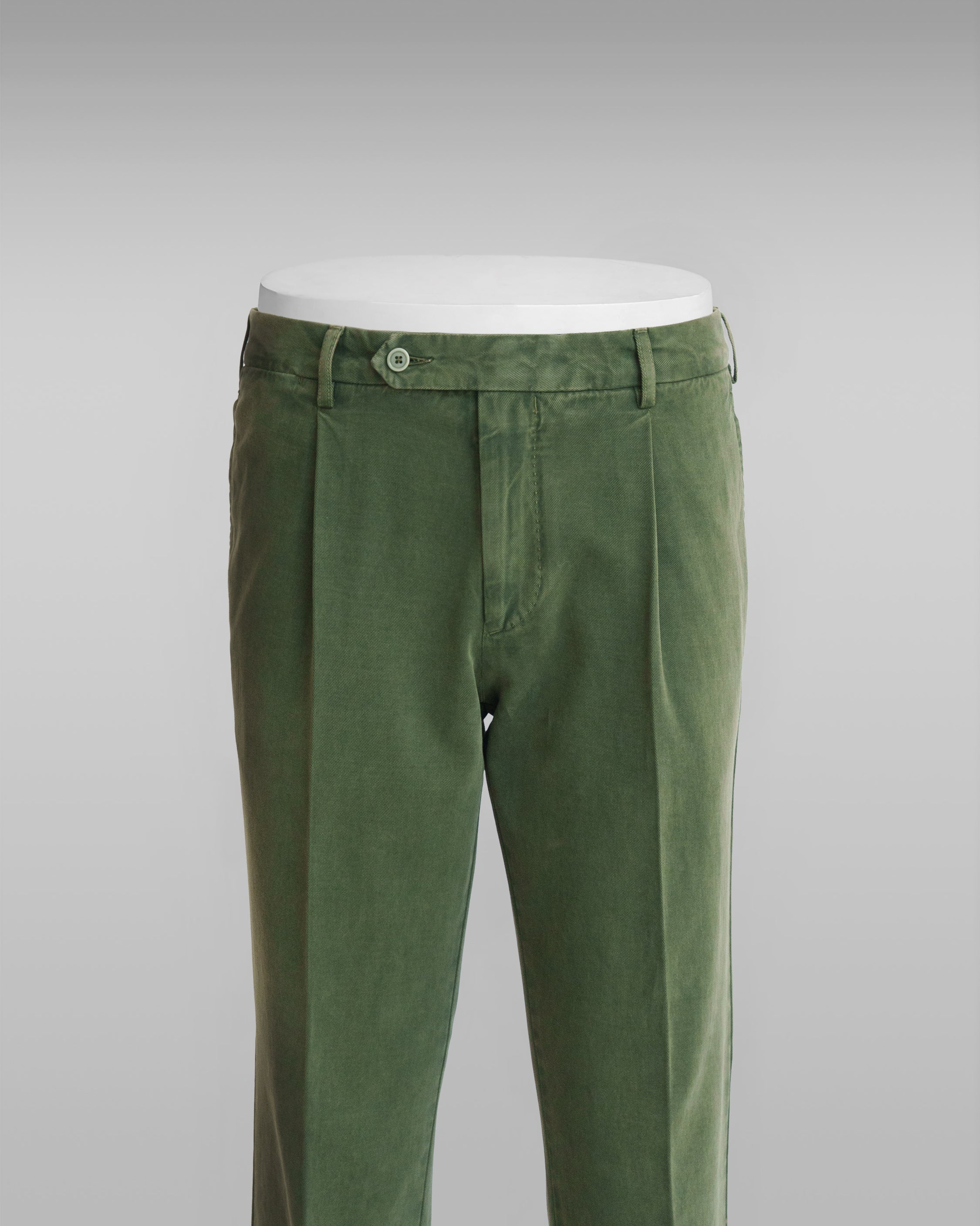 Green cotton cashmere sport trousers 1 pleat