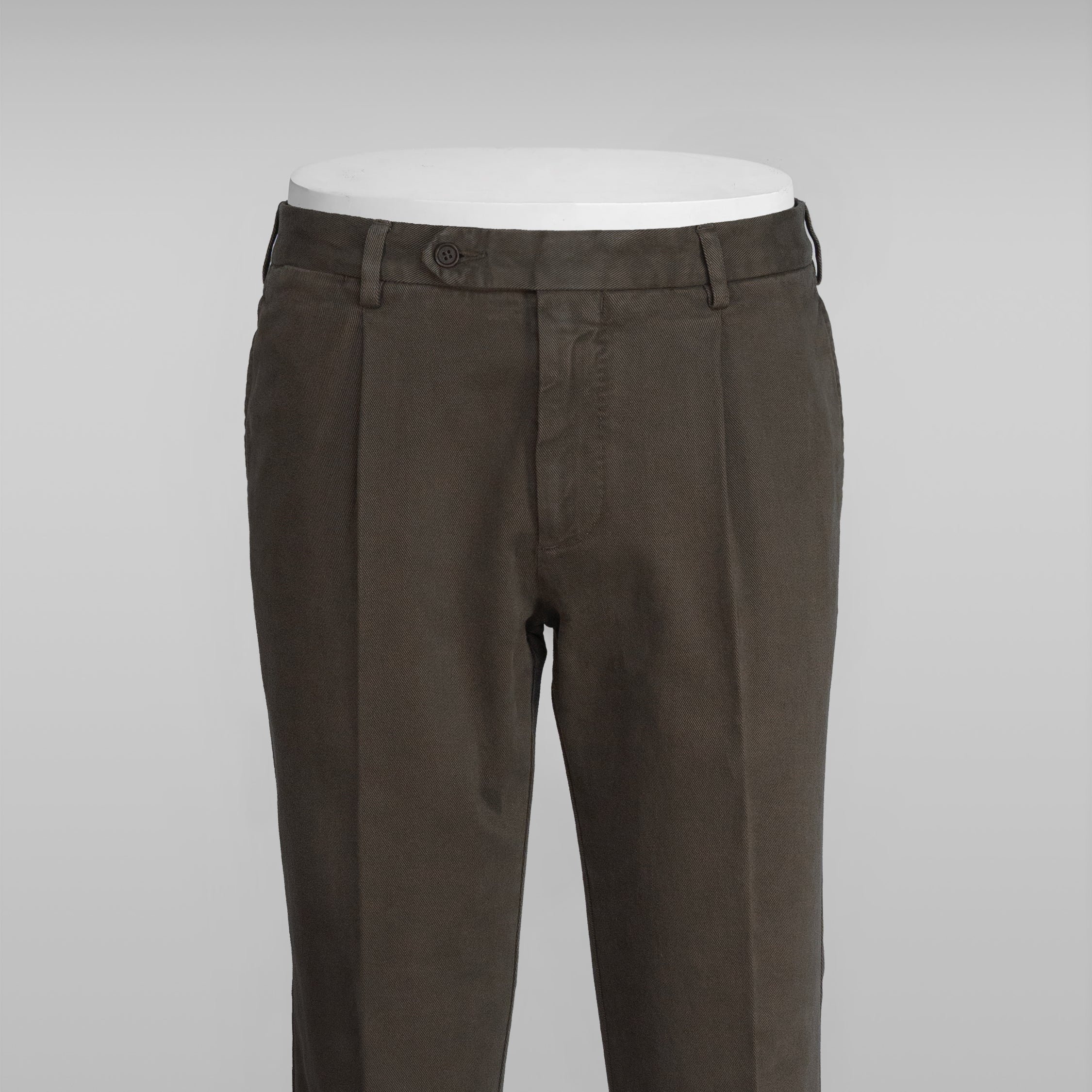 Pantaloni sportivi in cotone elastan marroni con 1 pinces