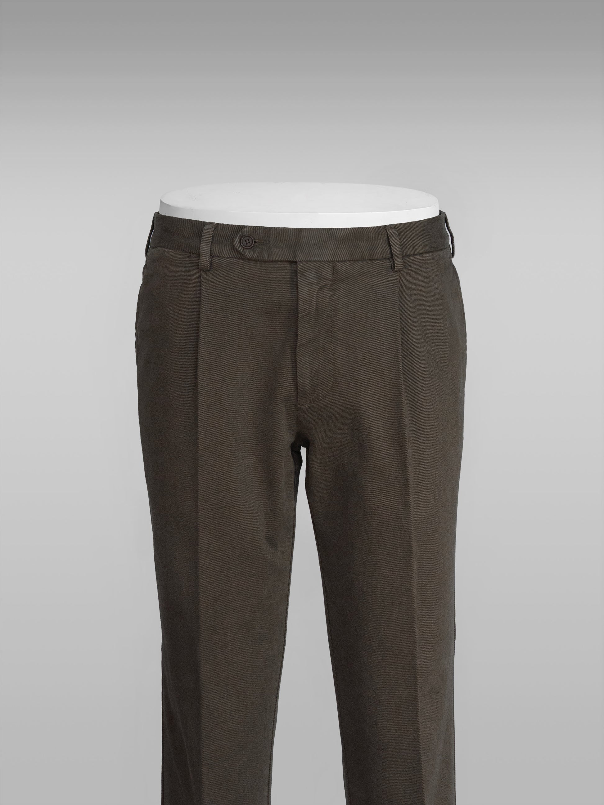 Pantaloni sportivi in cotone elastan marroni con 1 pinces