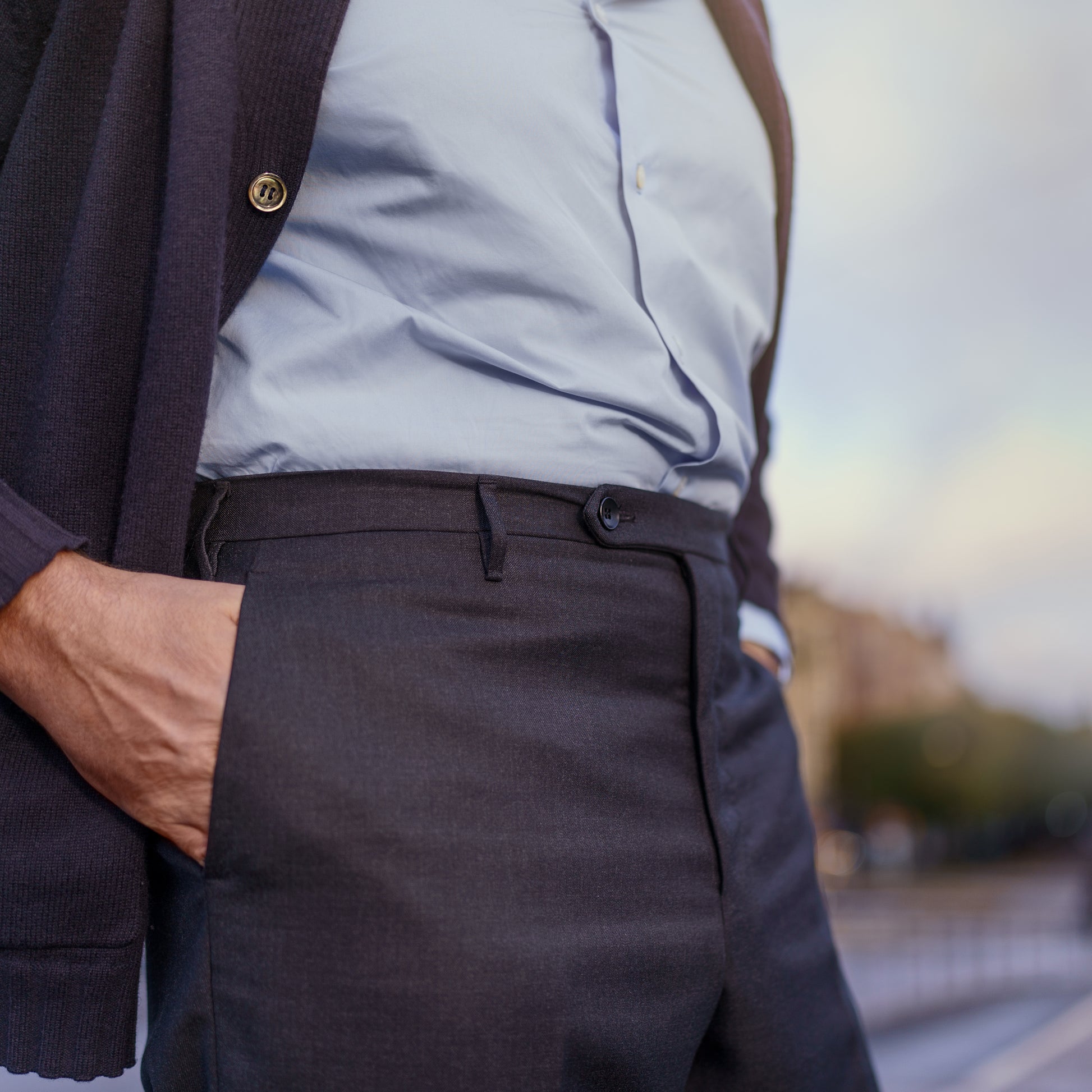 Pantaloni Roma in lana grigio scuro