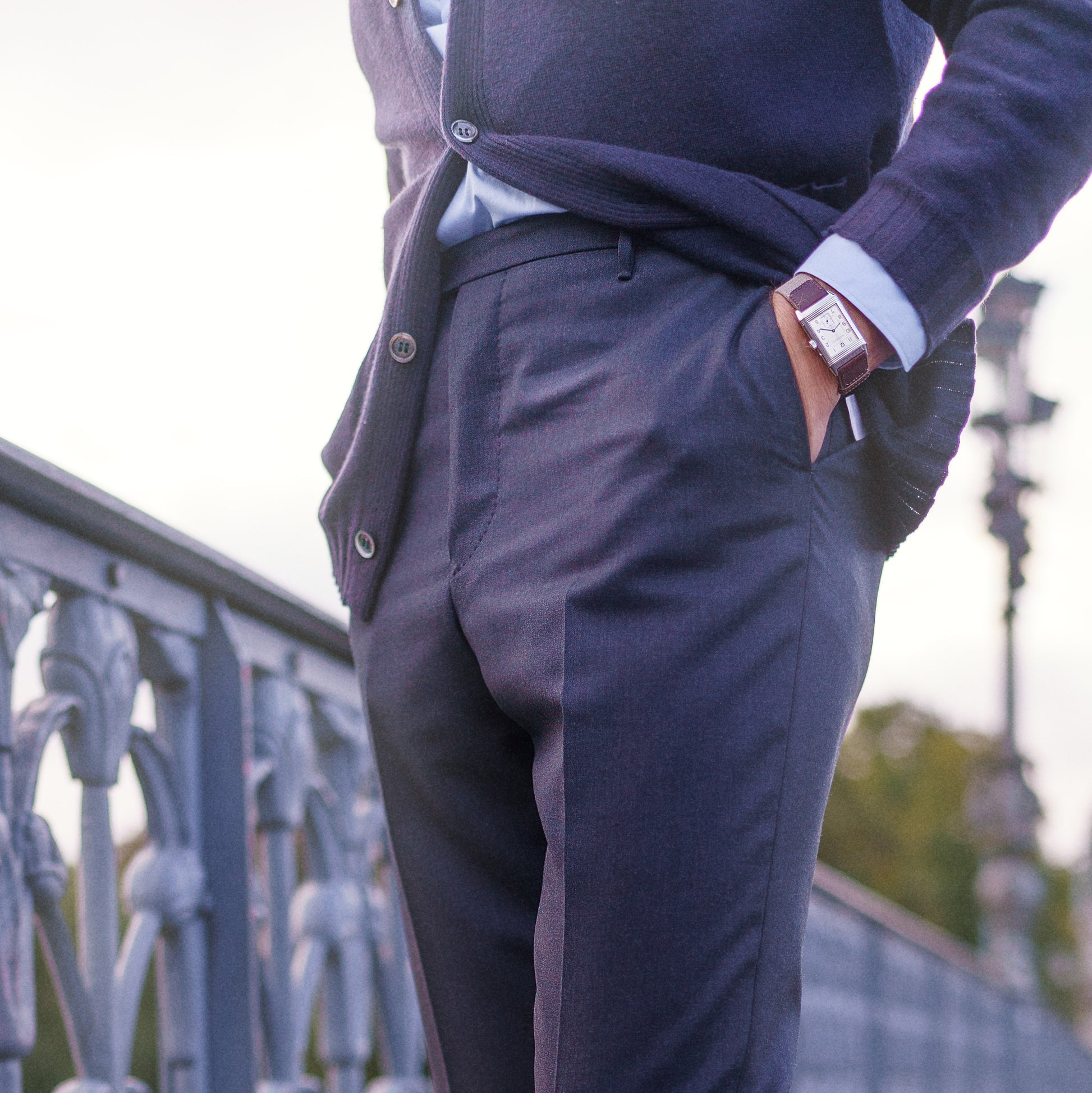 Pantaloni Roma in lana grigio scuro