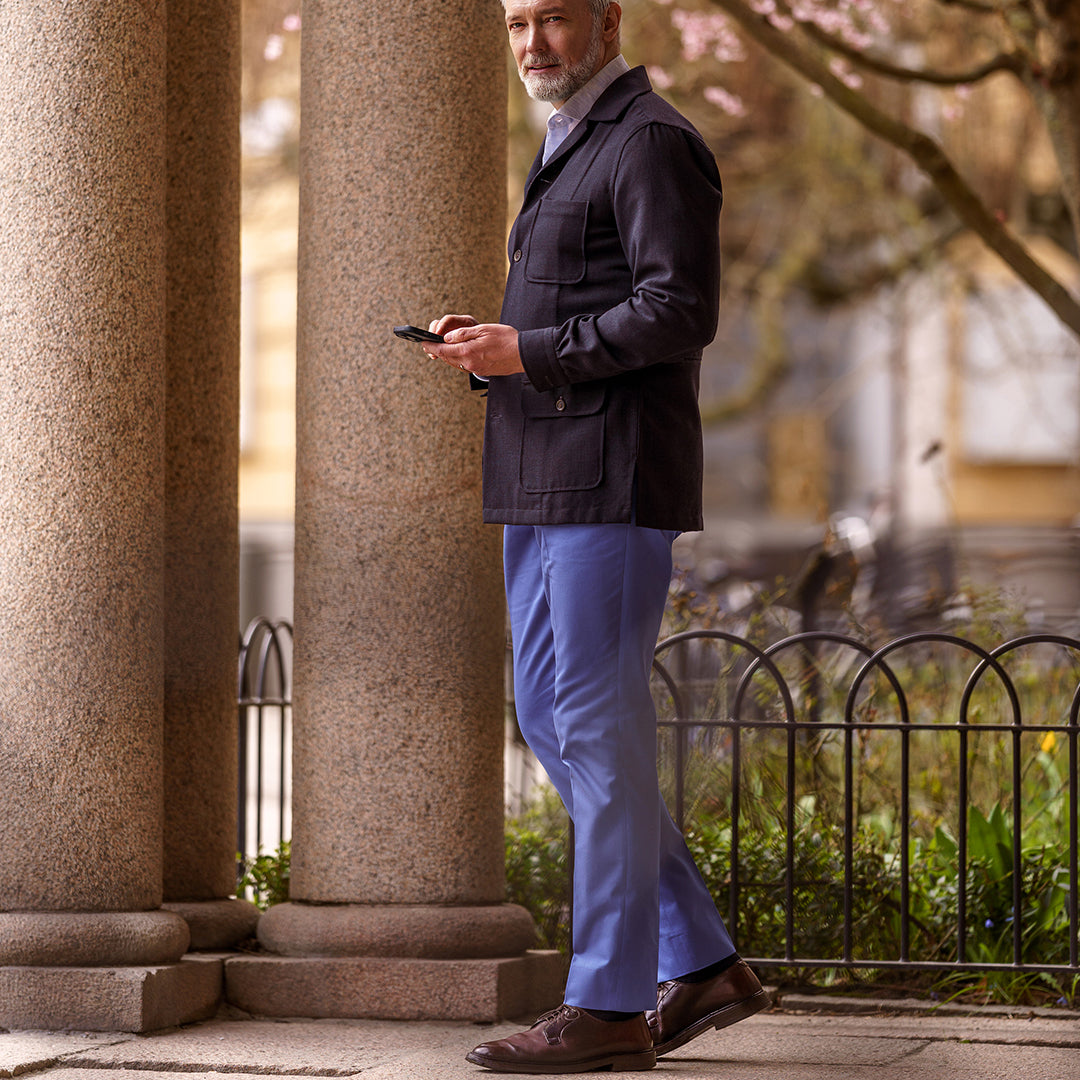 Pantaloni in cotone azzurro cielo