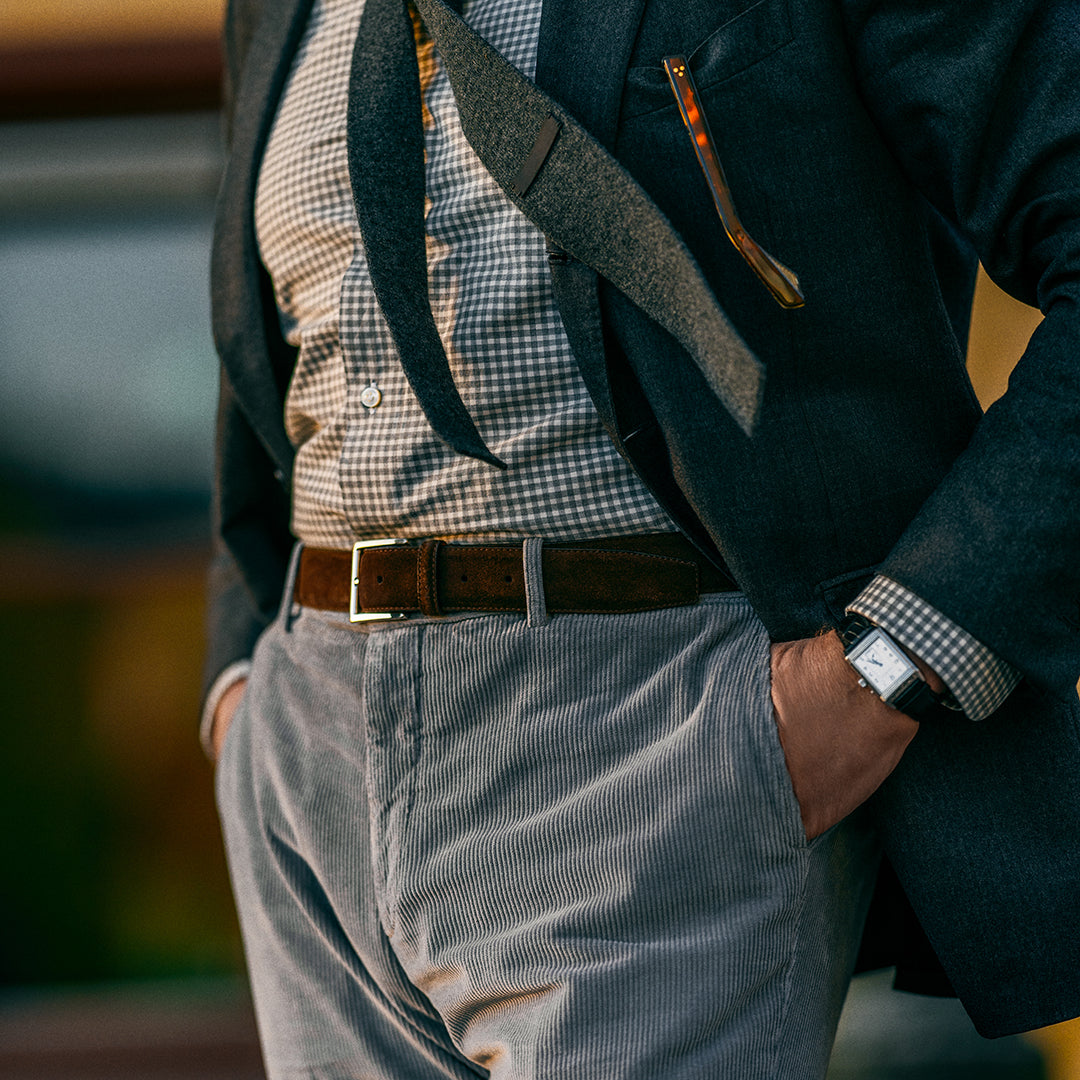 Pantaloni sportivi in velluto a coste grigio chiaro