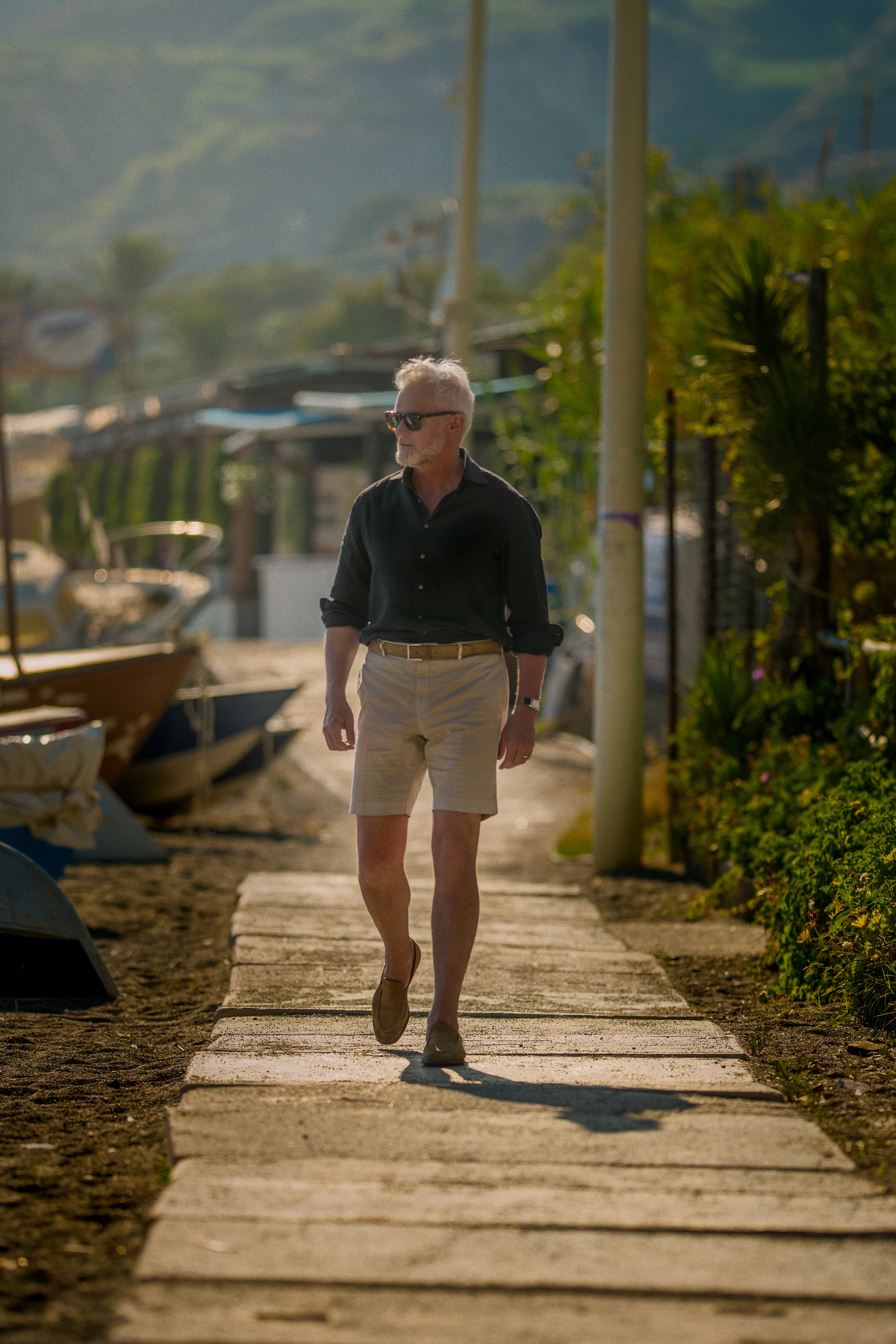 Bermuda sportivo in cotone elastan beige chiaro