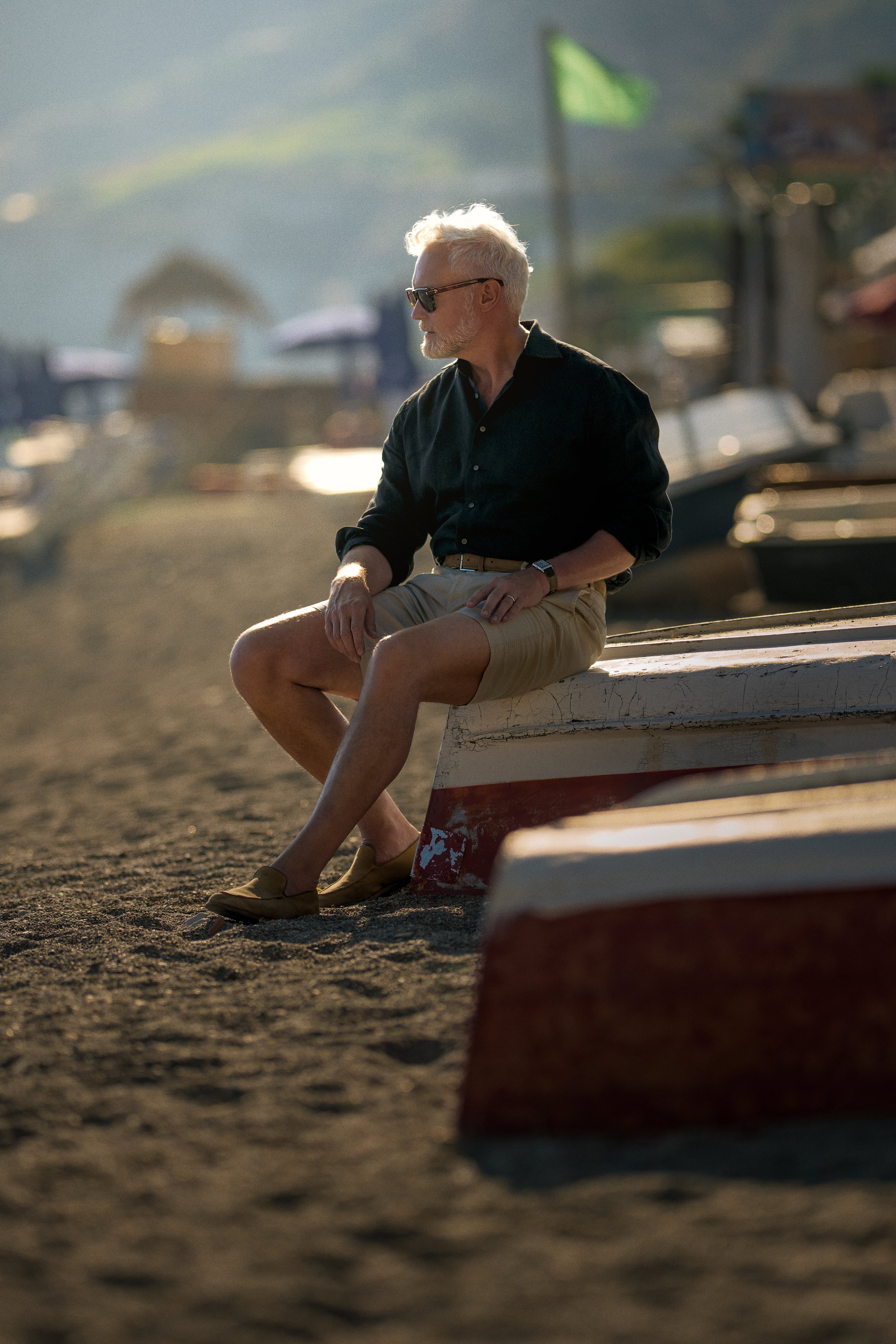 Bermuda sportivo in cotone elastan beige chiaro