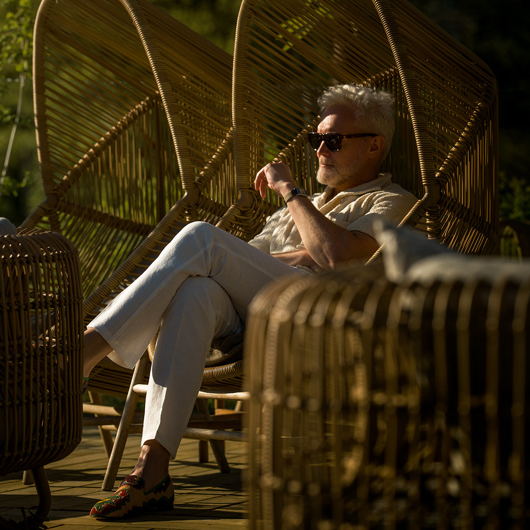 Pantaloni sportivi in lino bianco