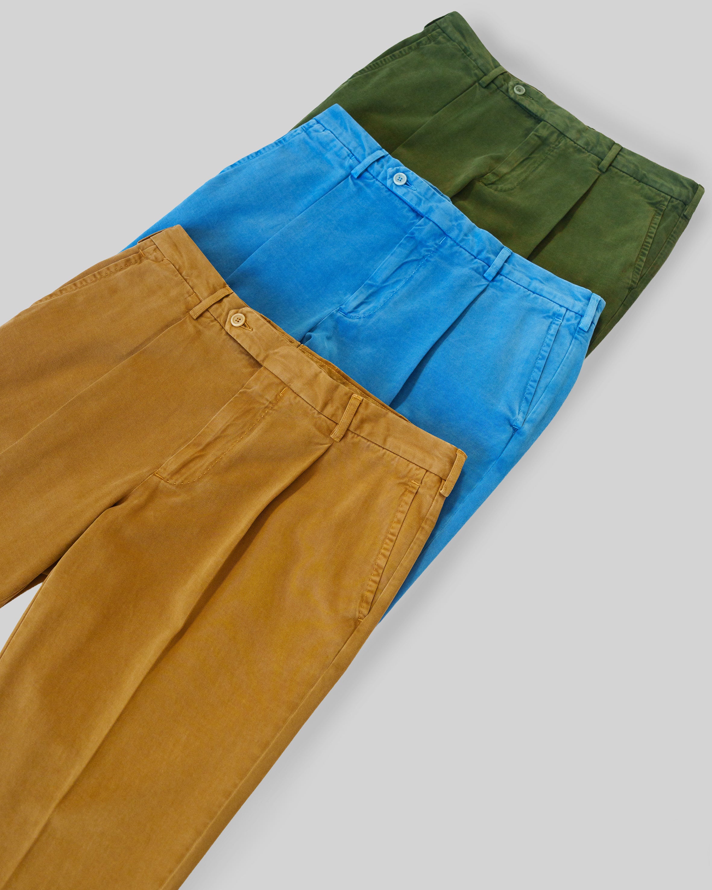 Ocean blue cotton cashmere sport trousers 1pleat