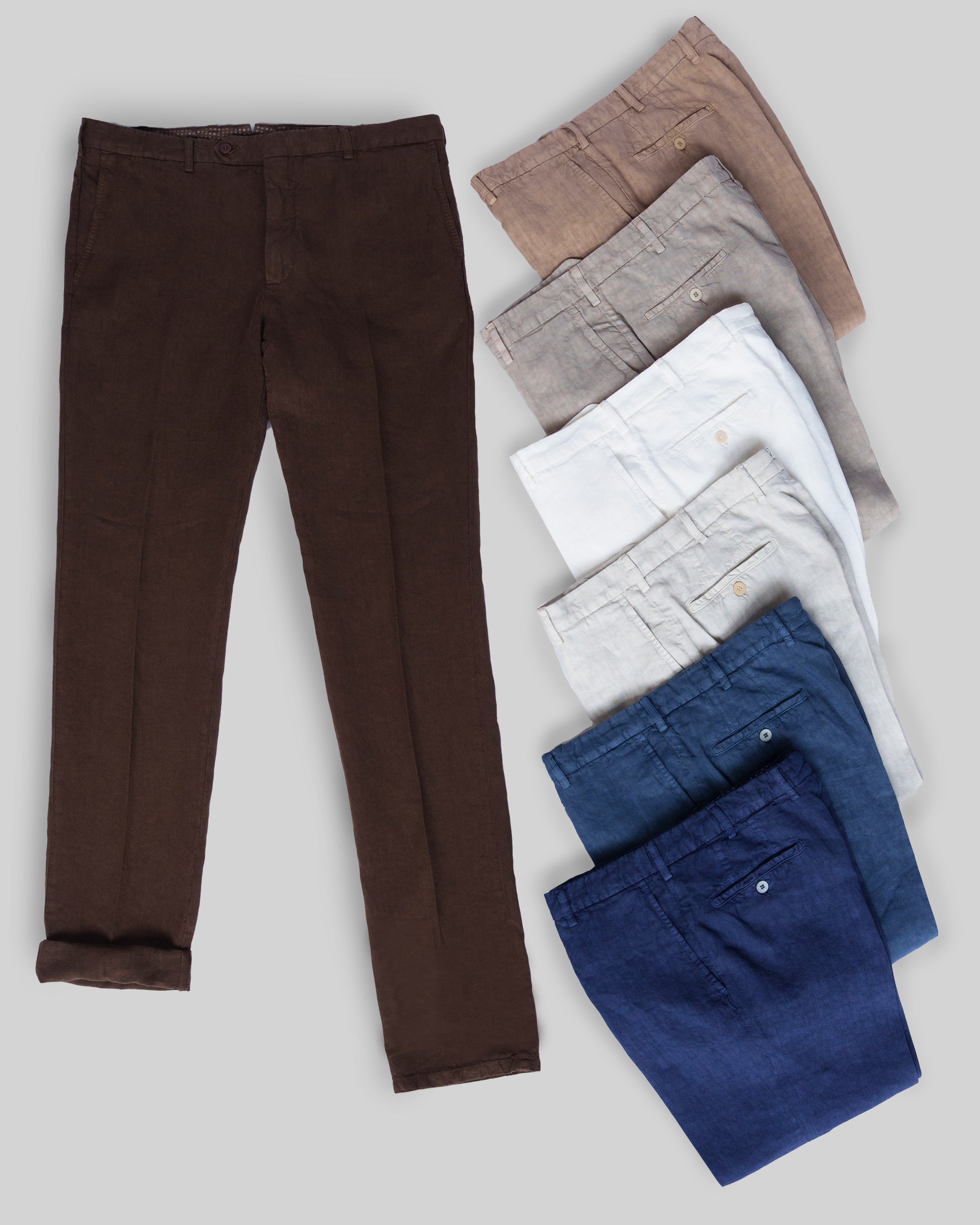 Pantaloni sportivi in lino marroni