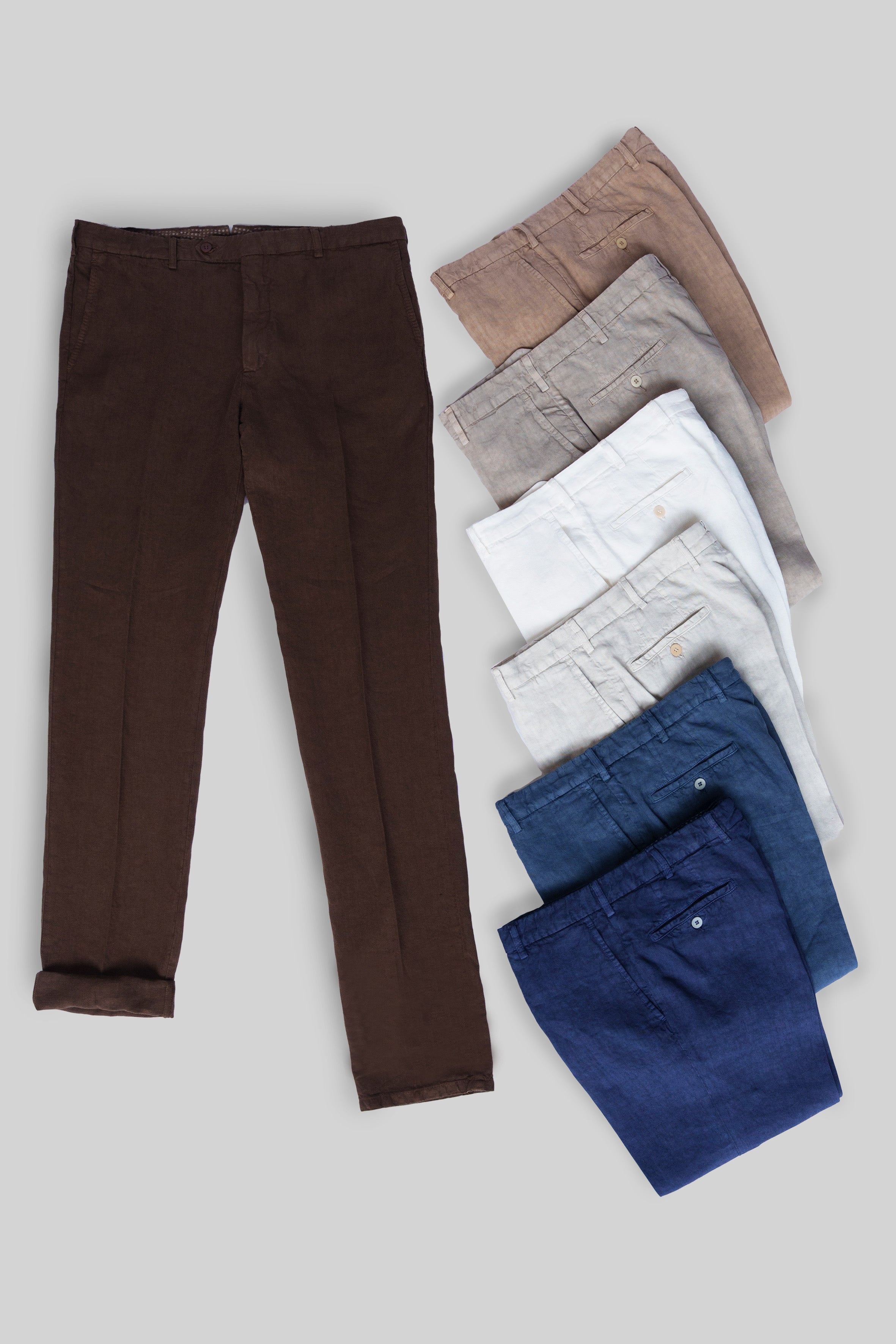 Pantaloni sportivi in lino blu denim