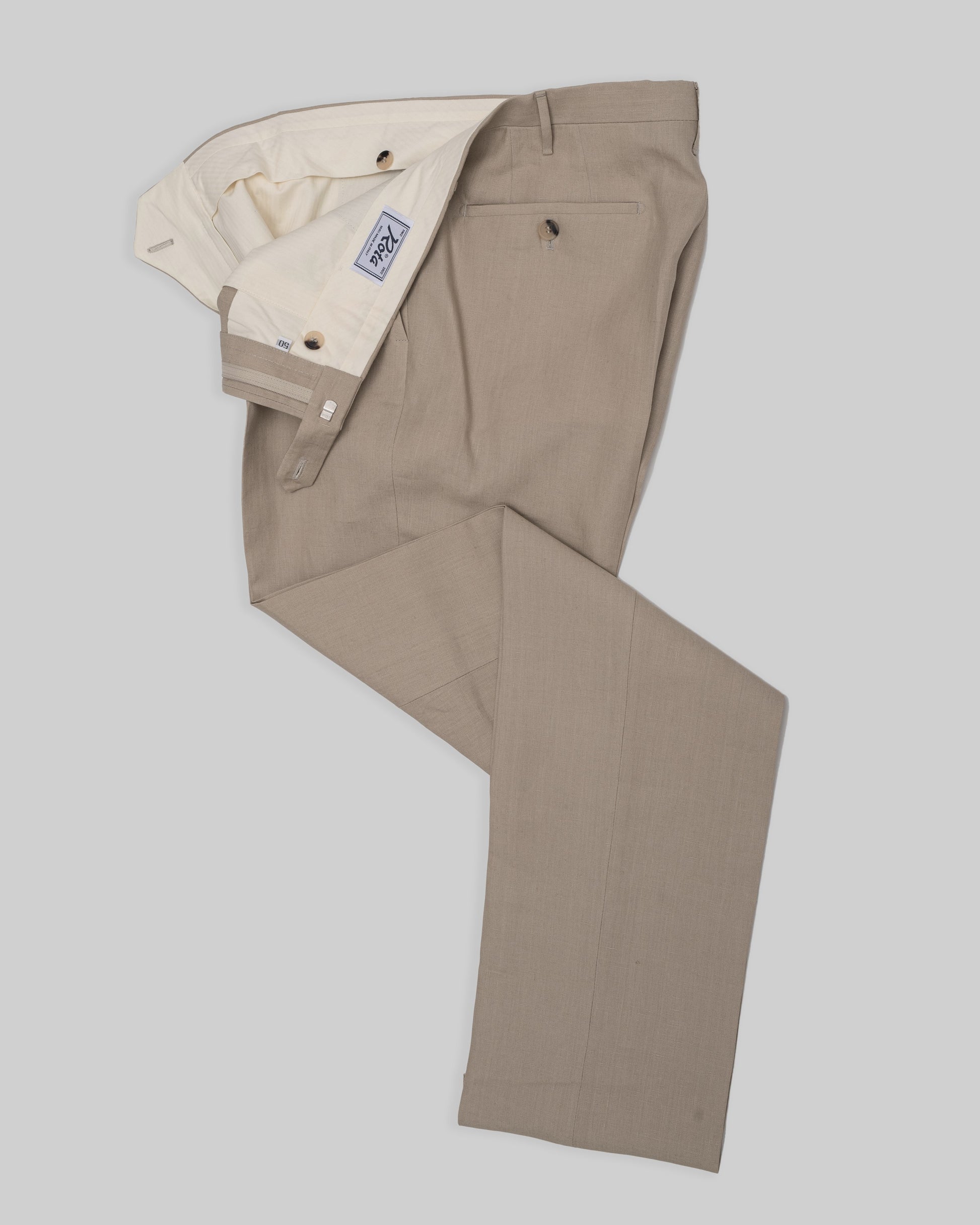 Pantaloni Roma in lino beige chiaro