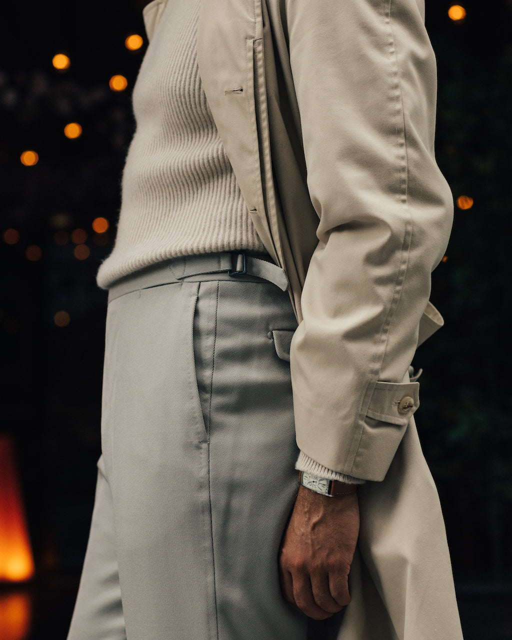 Pantaloni in twill di lana cavalleria regular fit beige chiaro