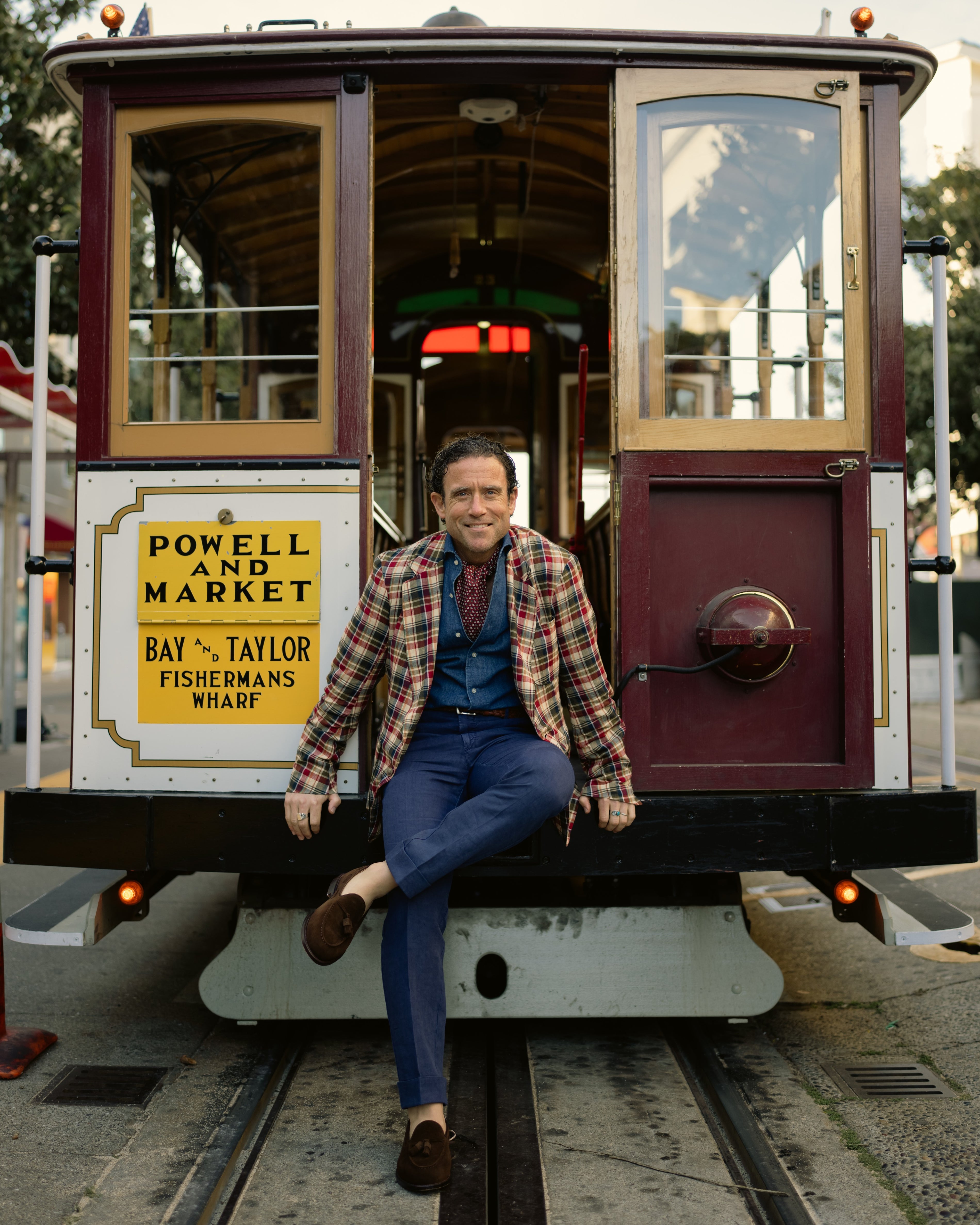 Pantaloni sportivi in lino blu