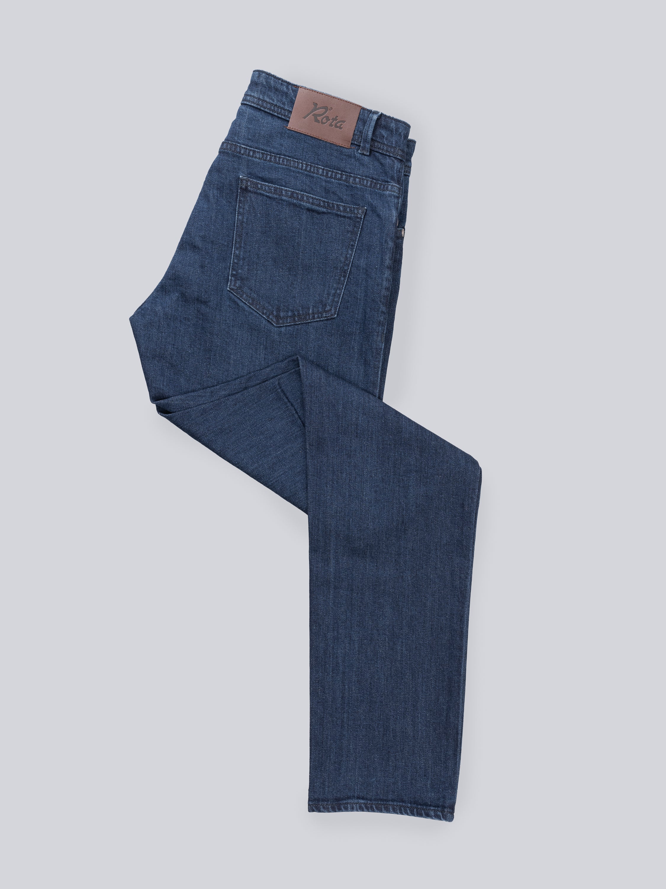 Pantaloni in cotone denim blu scuro con 5 tasche