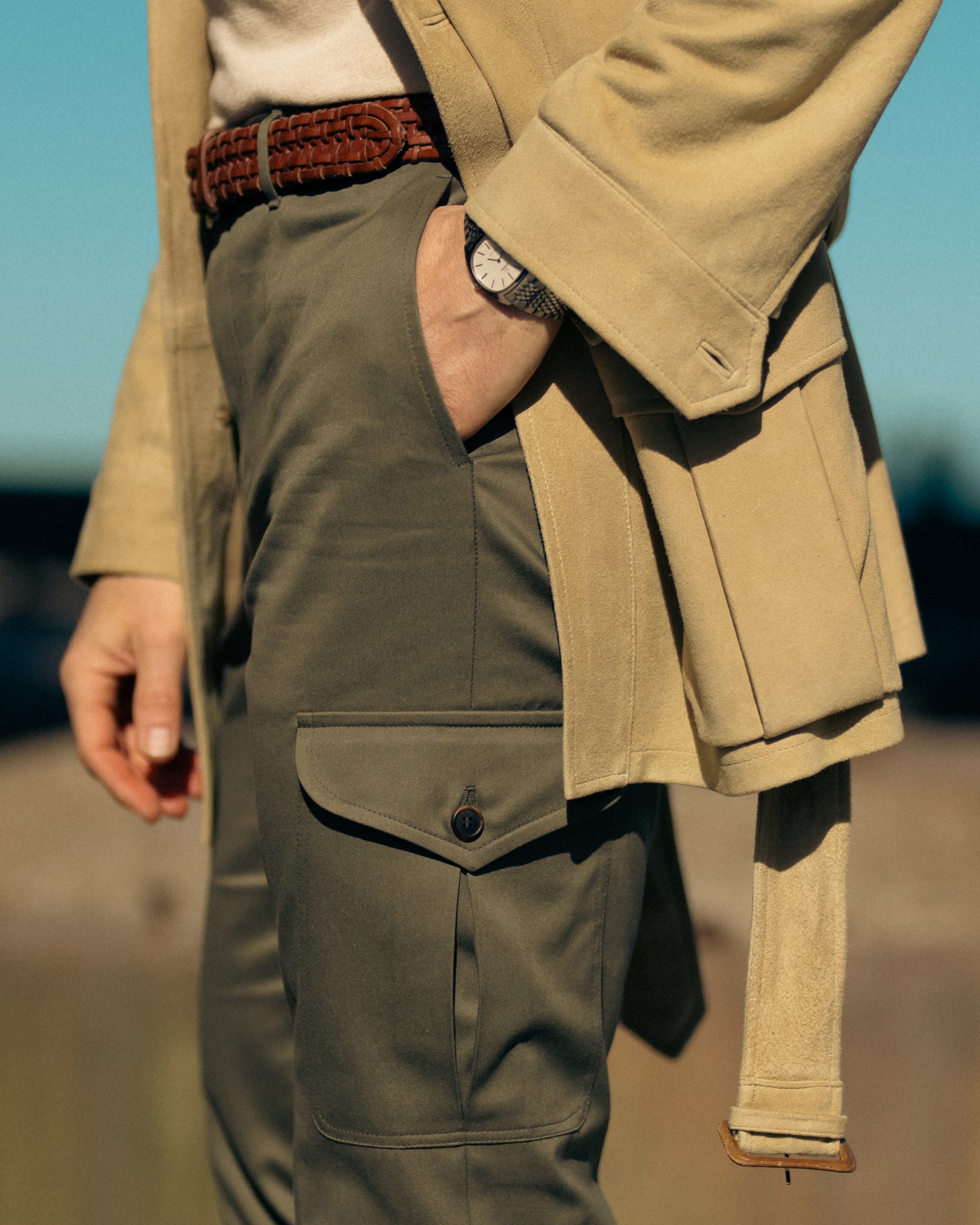 Pantaloni cargo in cotone verde