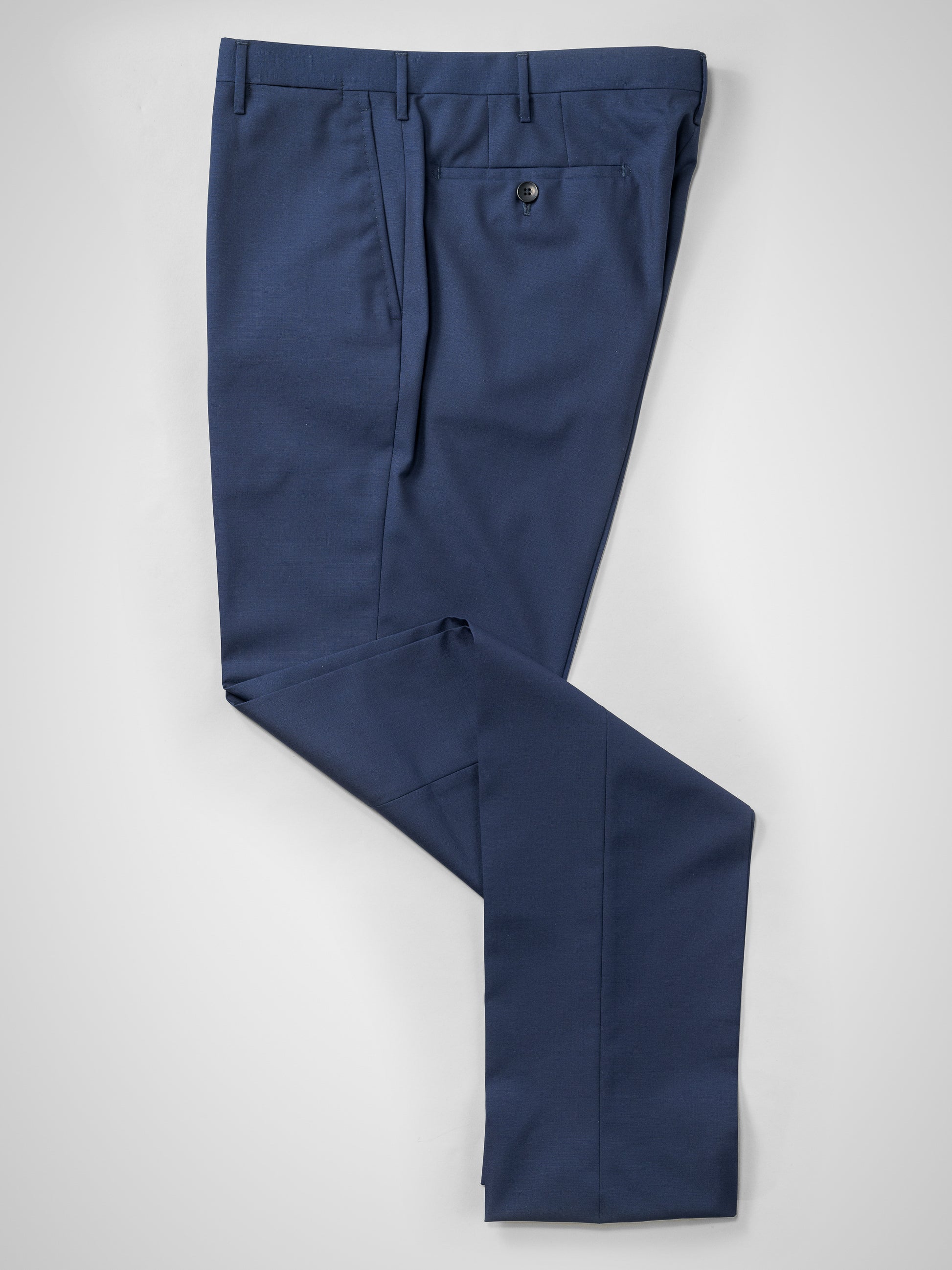 Pantaloni in lana blu medio, vestibilità regolare