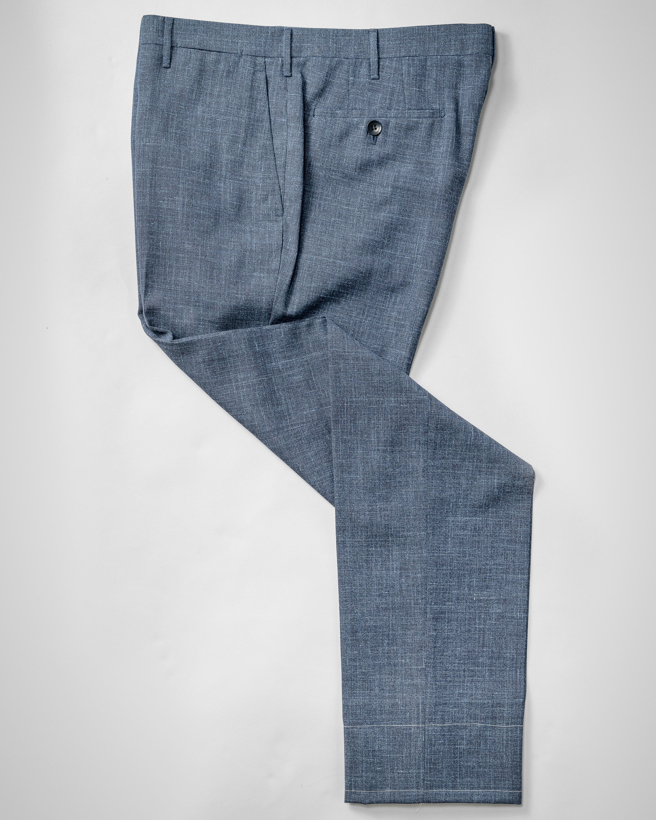 Pantaloni in lana, seta e lino blu scuro realizzati con tessuto Loro Piana