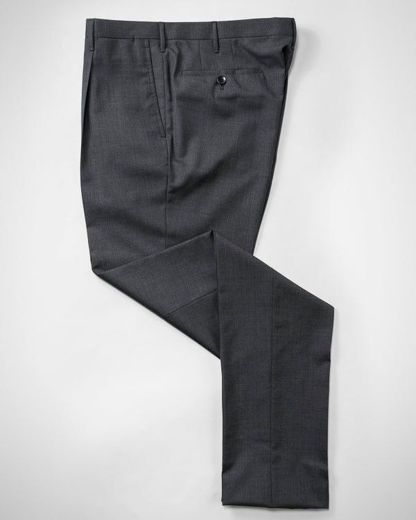 Pantaloni in lana grigio scuro dal taglio regolare