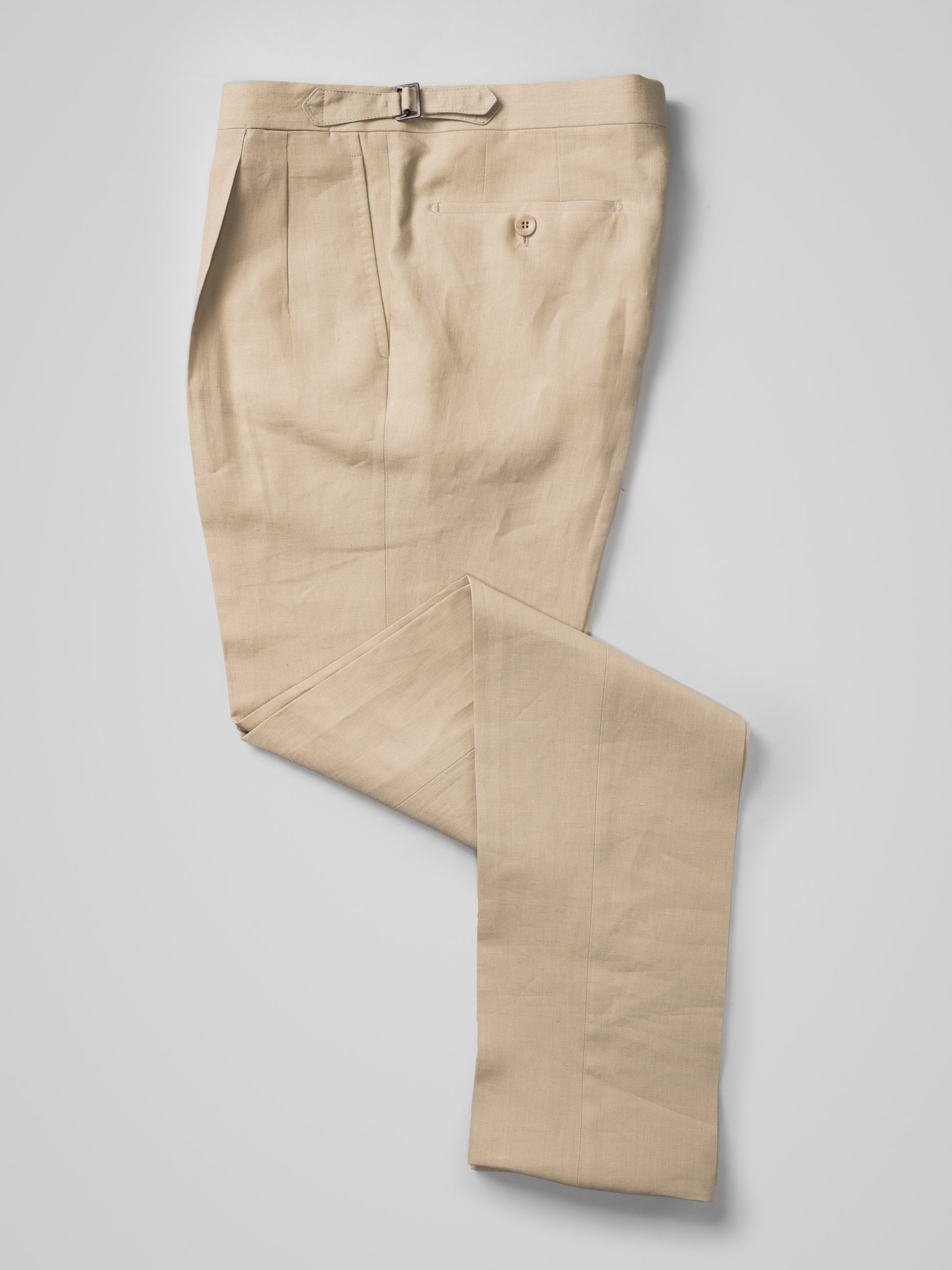 Pantaloni in lino beige dalla vestibilità regolare