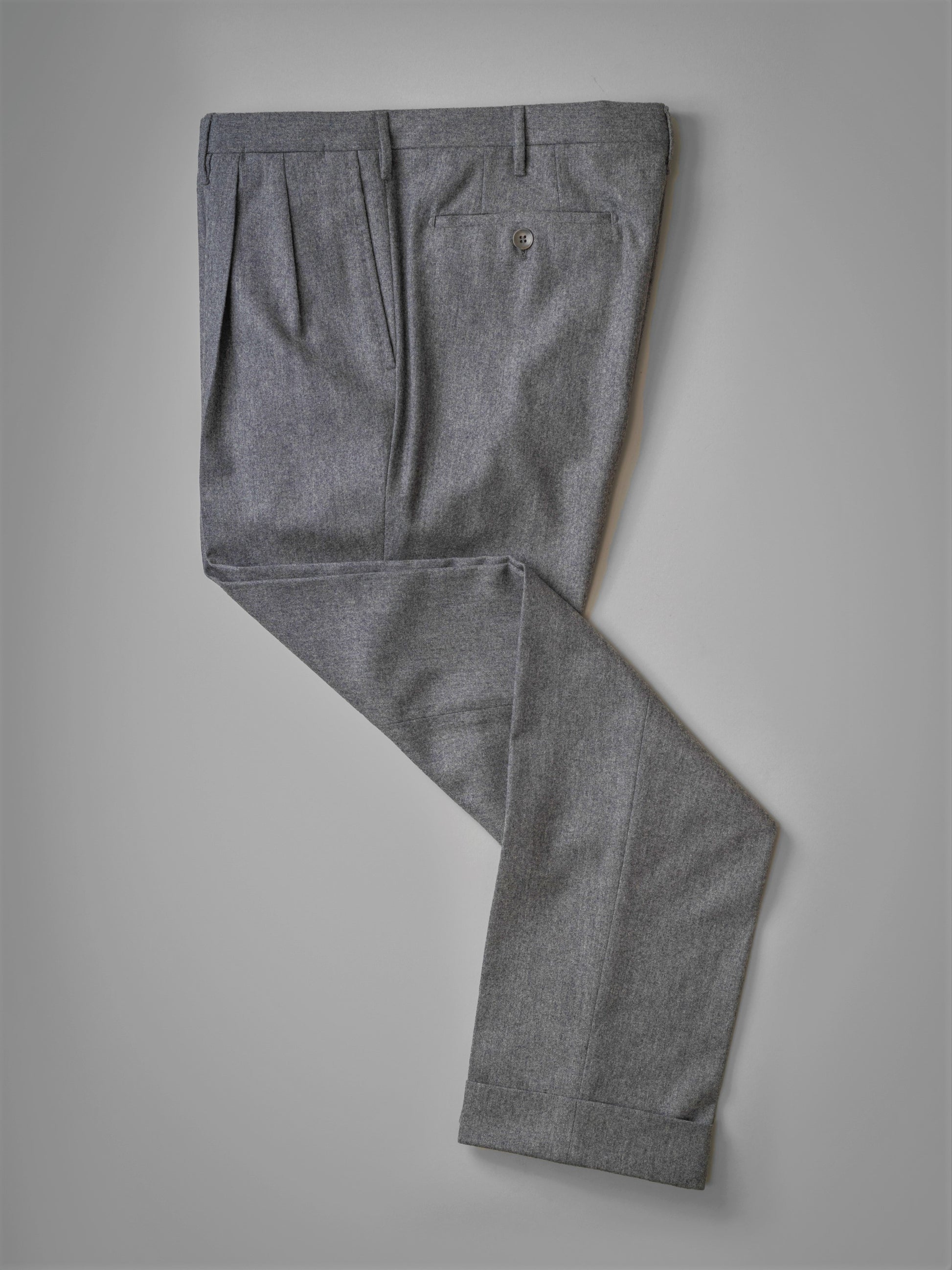 Pantalone grigio medio in lana flanella regular fit
