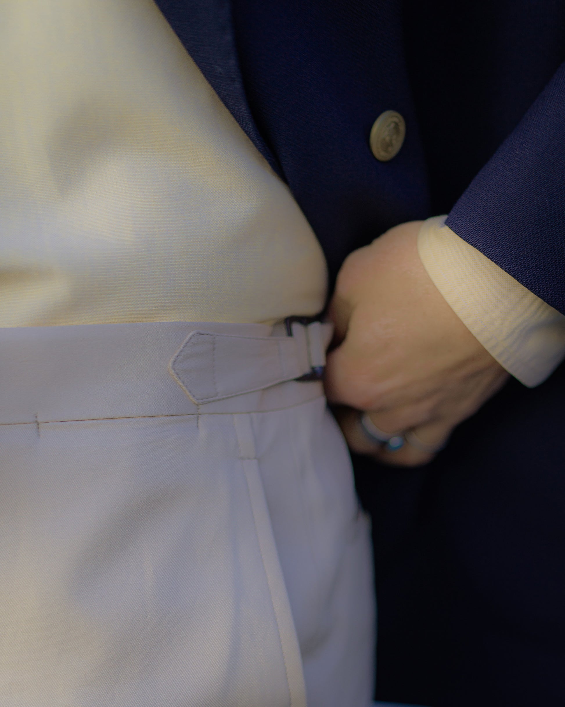 Pantaloni in cotone supima beige chiaro, vestibilità regolare