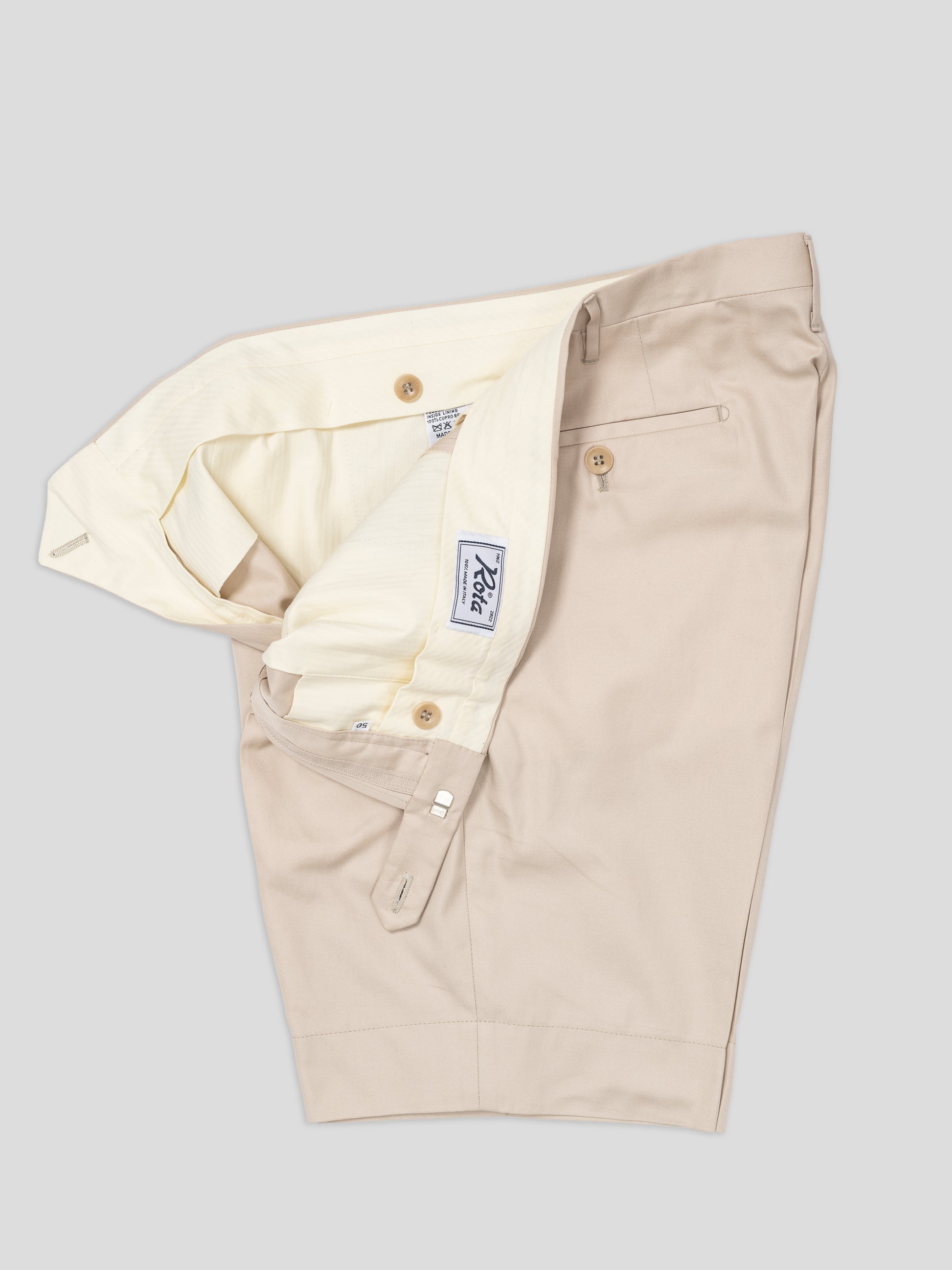 Pantaloni bermuda in cotone supima beige chiaro, vestibilità regolare