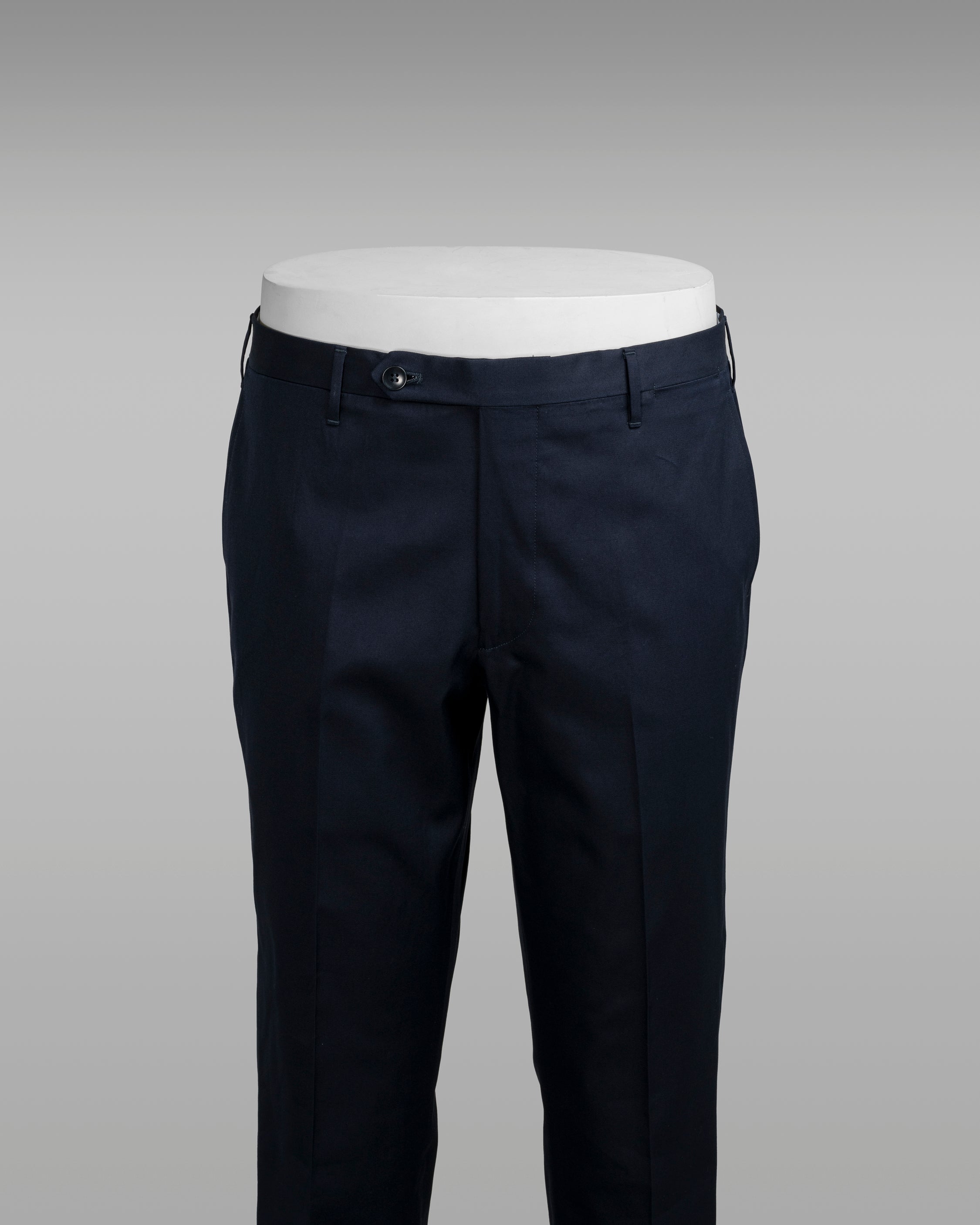 Dark blue pair of regular fit lightweight supima cotton trousers