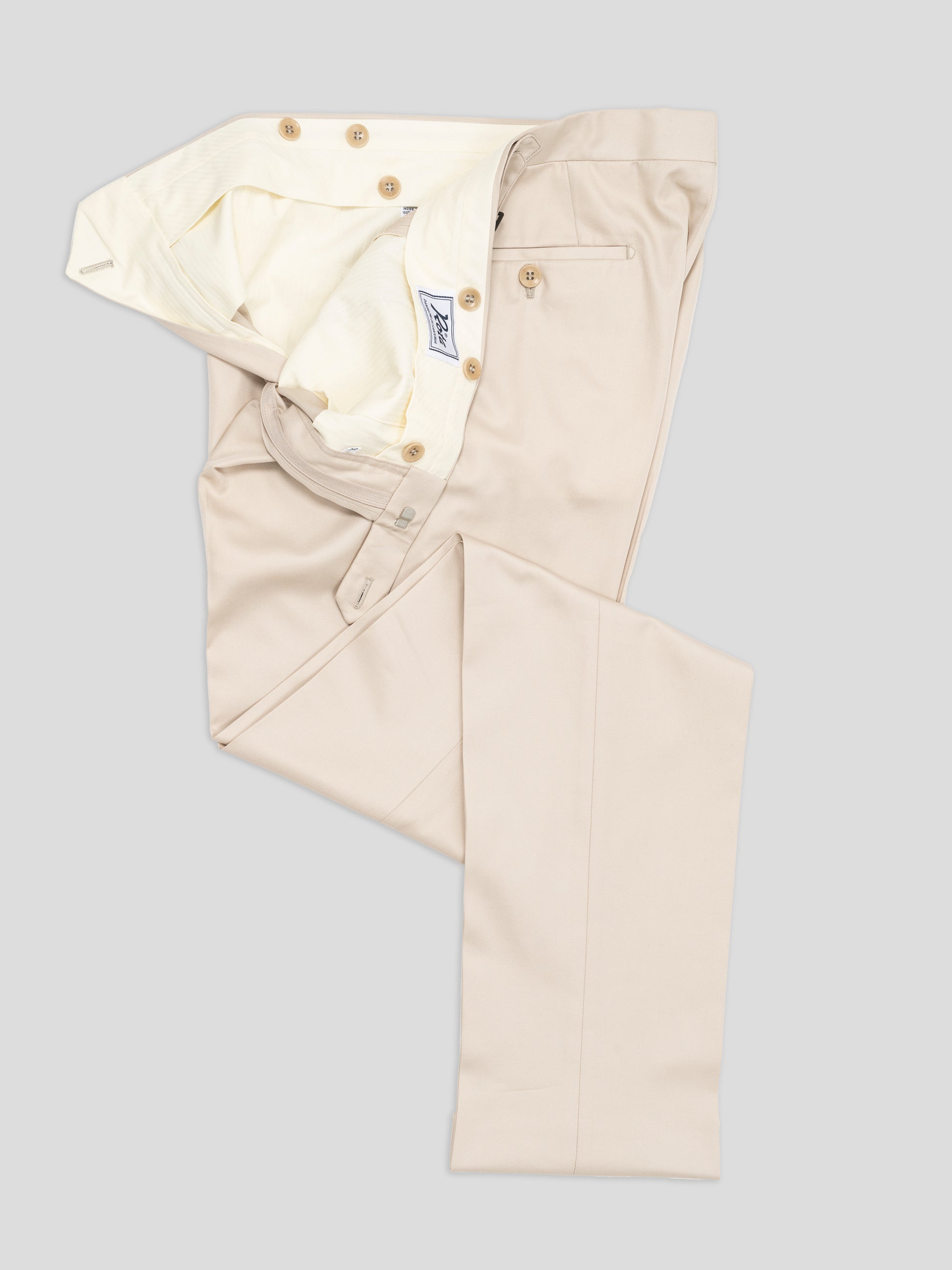 Pantaloni in cotone supima beige chiaro, vestibilità regolare