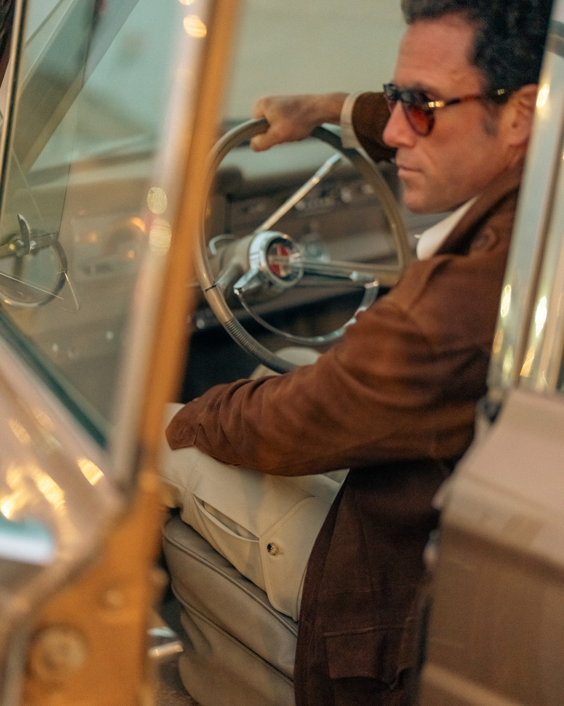 Tasche cargo in cotone elastan beige chiaro