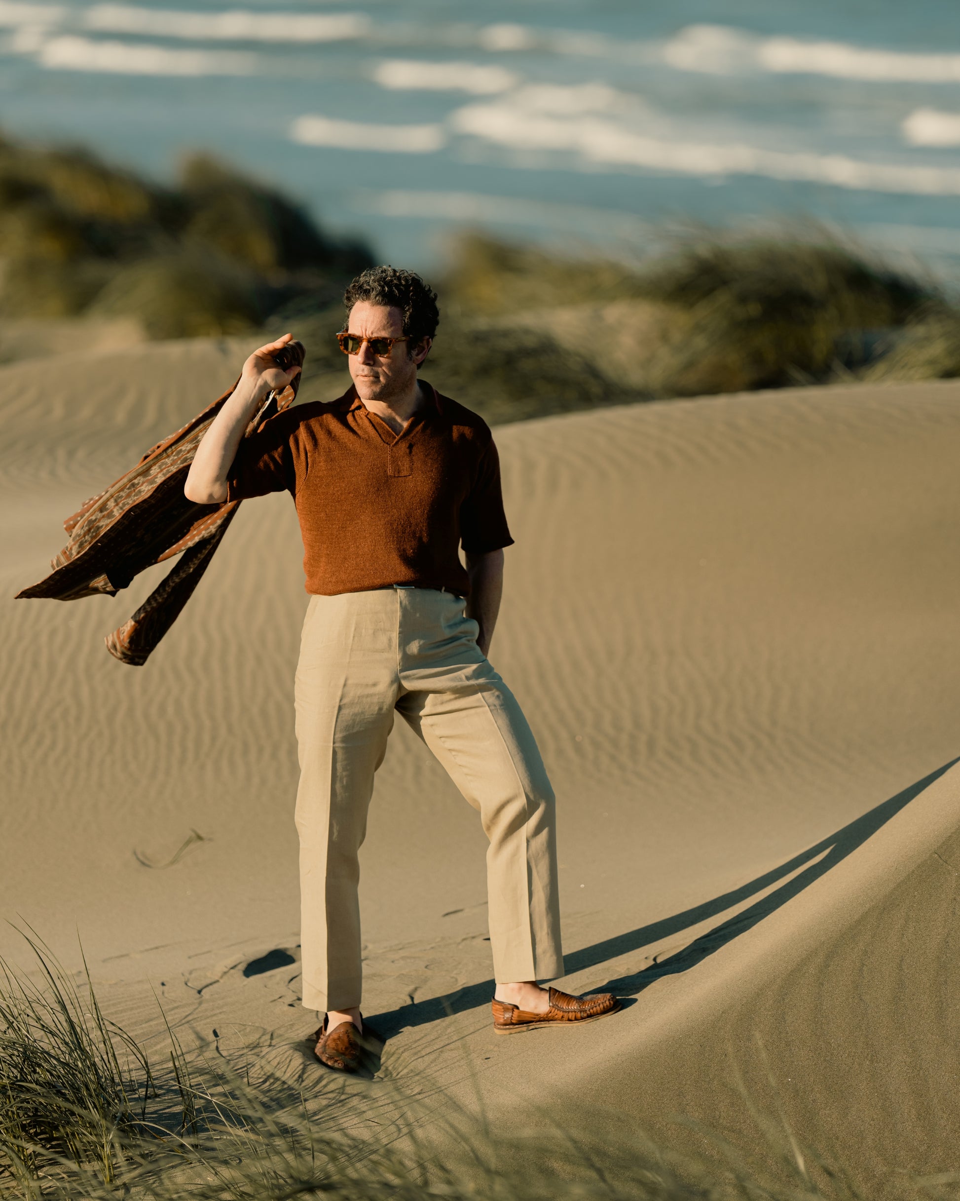 Pantaloni Roma in lino beige chiaro