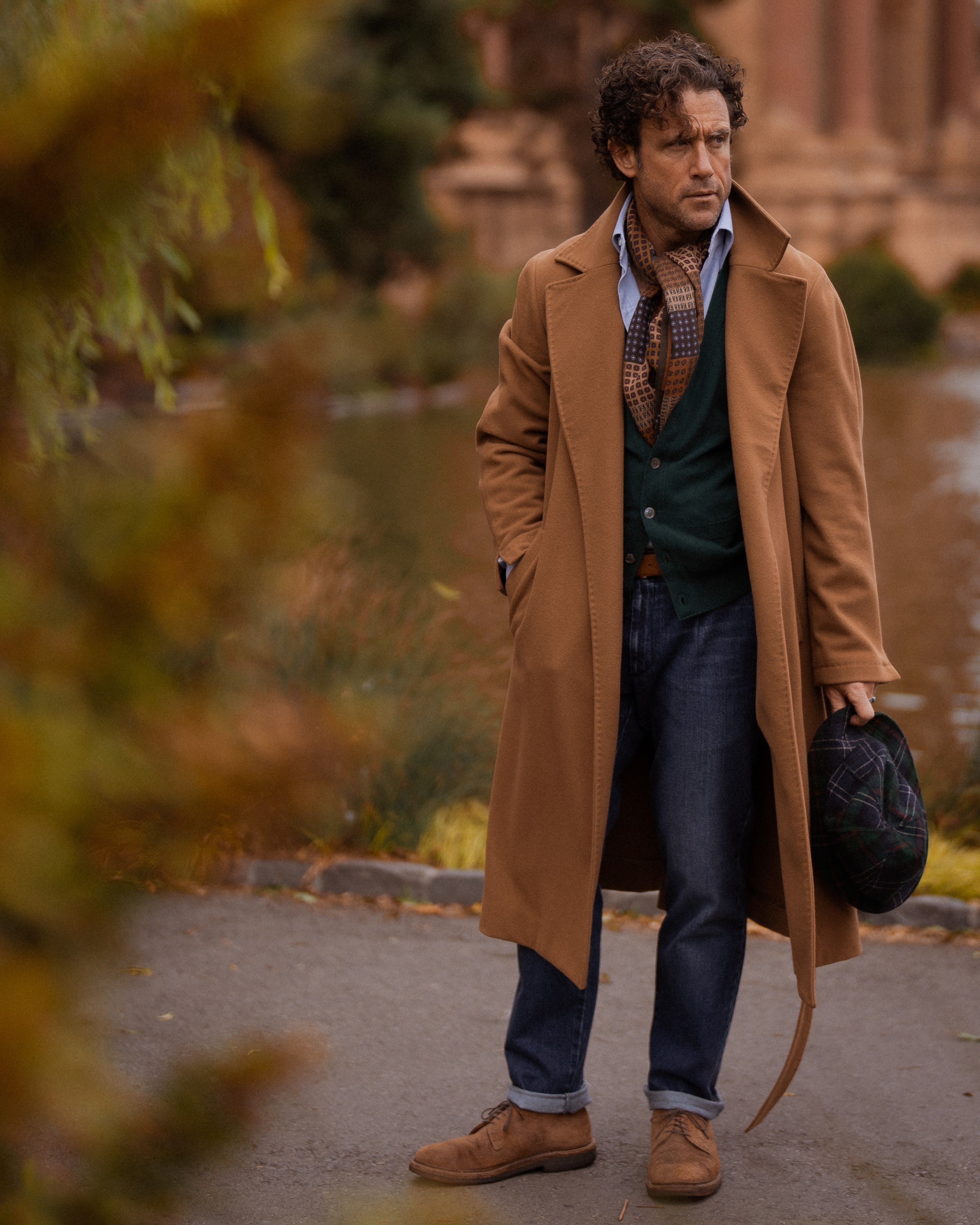 Pantaloni sportivi in cotone denim blu 1 piega