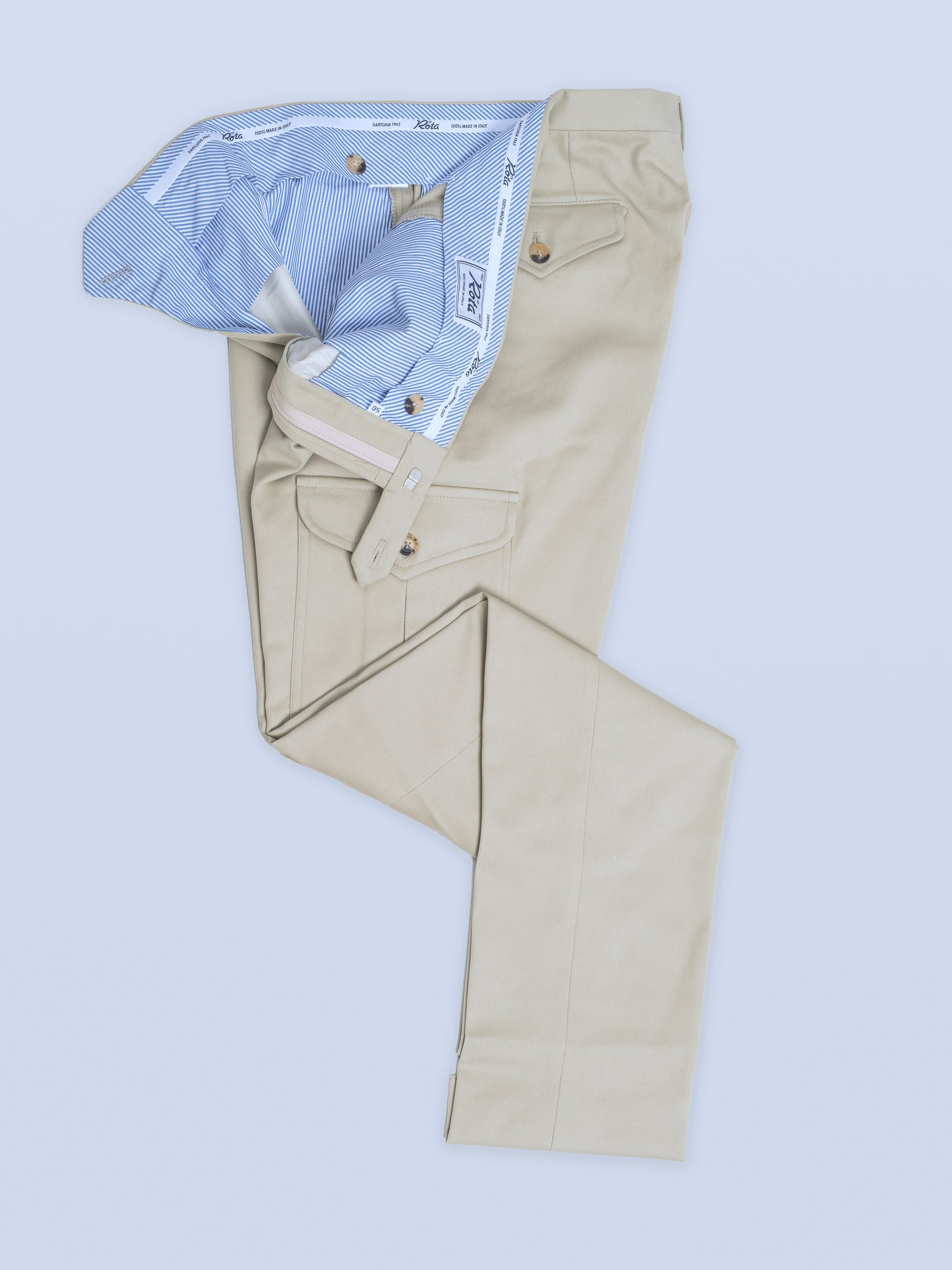 Tasche cargo in cotone elastan beige chiaro