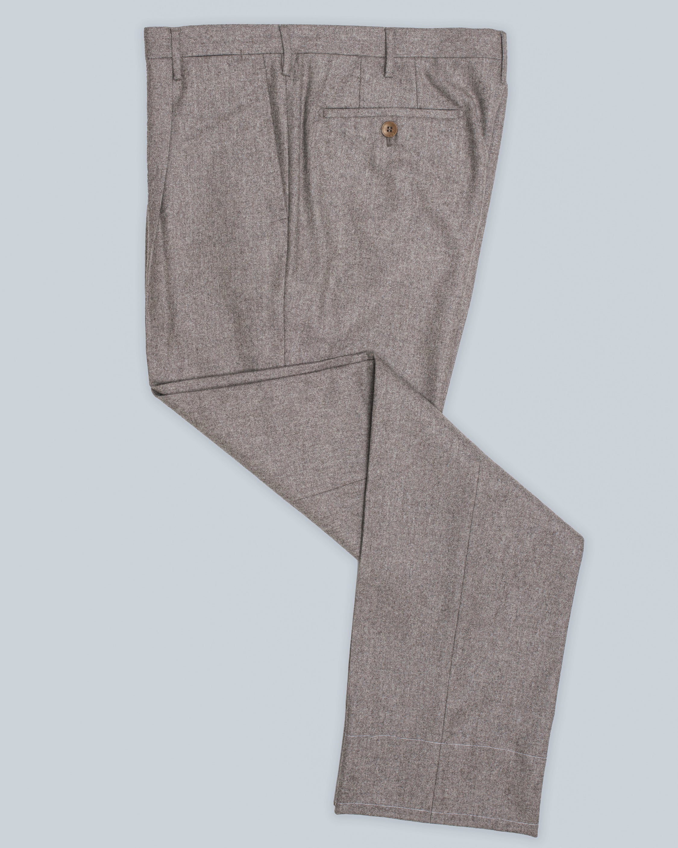 Light beige pair of regular fit wool flannel trousers