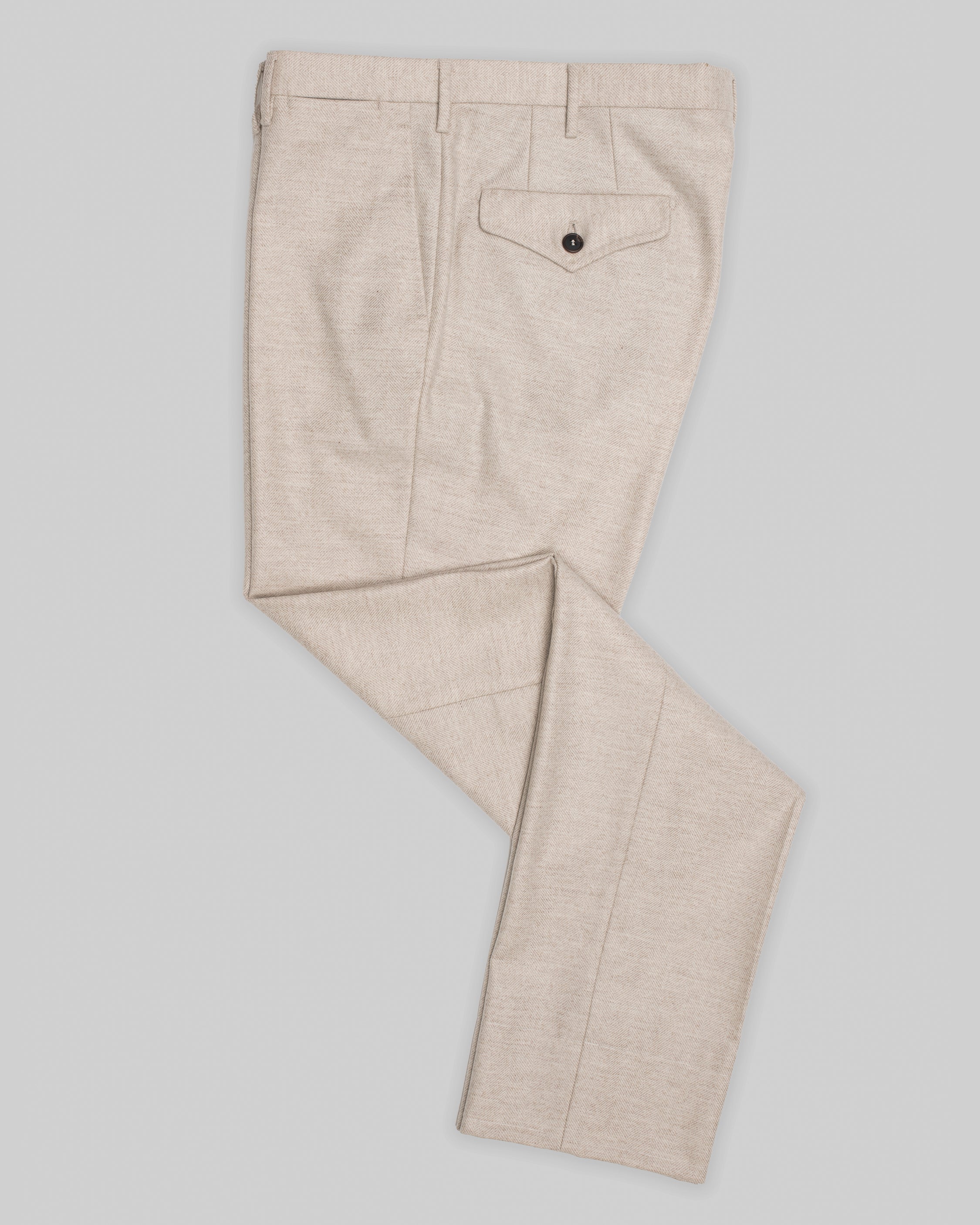 Light beige herringbone flannel trousers