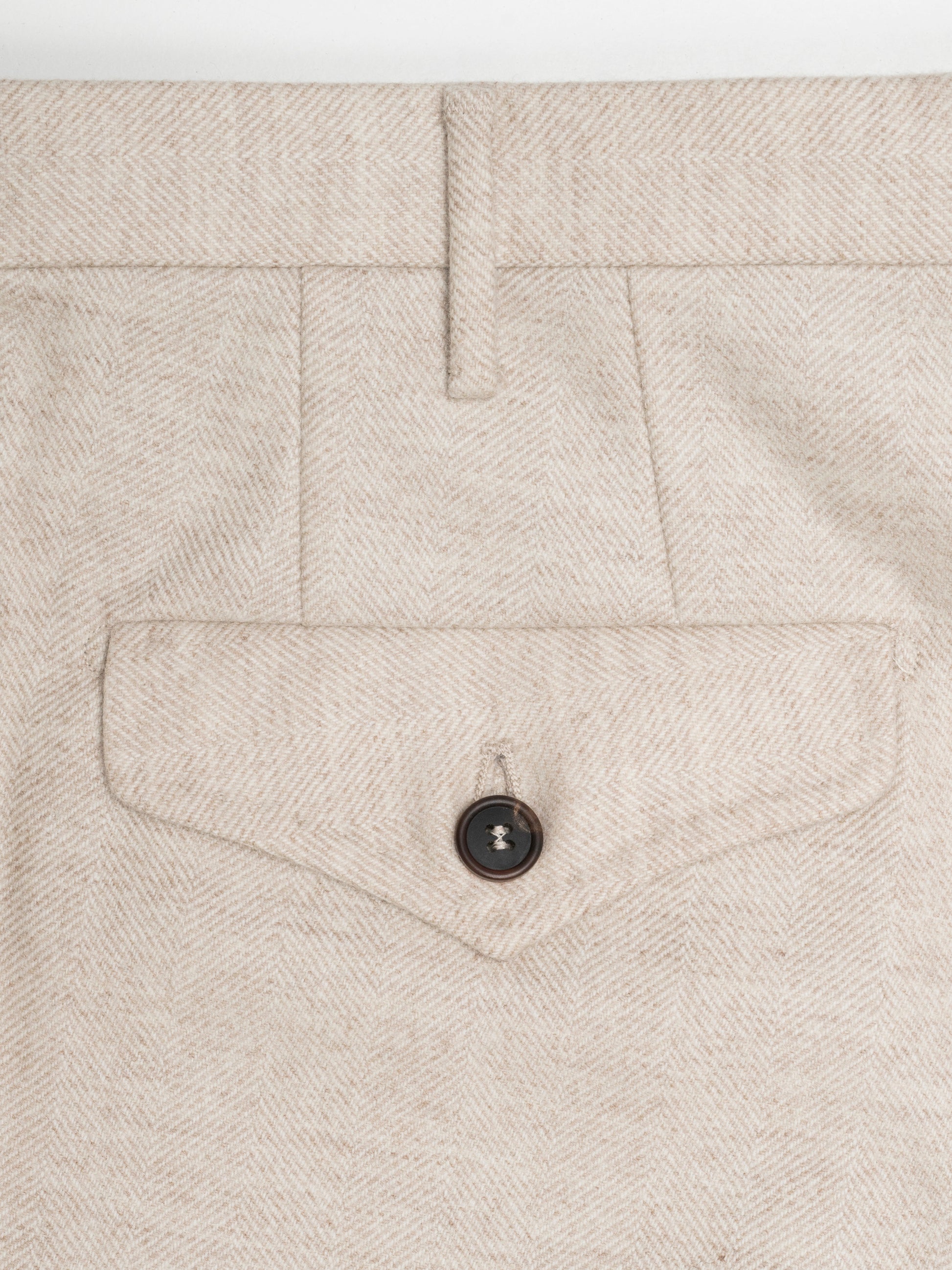 Pantaloni in flanella beige chiaro a spina di pesce