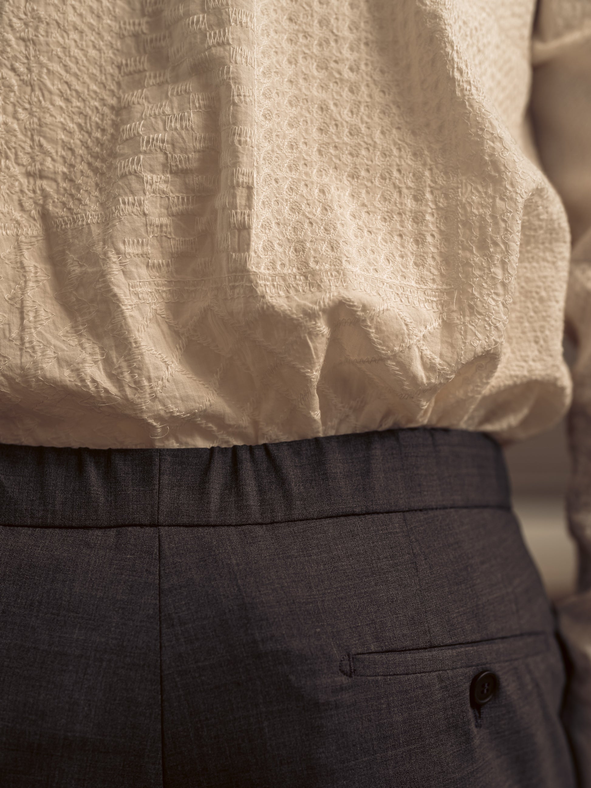 Pantaloni Easy - pantaloni in lana con cintura elastica e 1 pinces