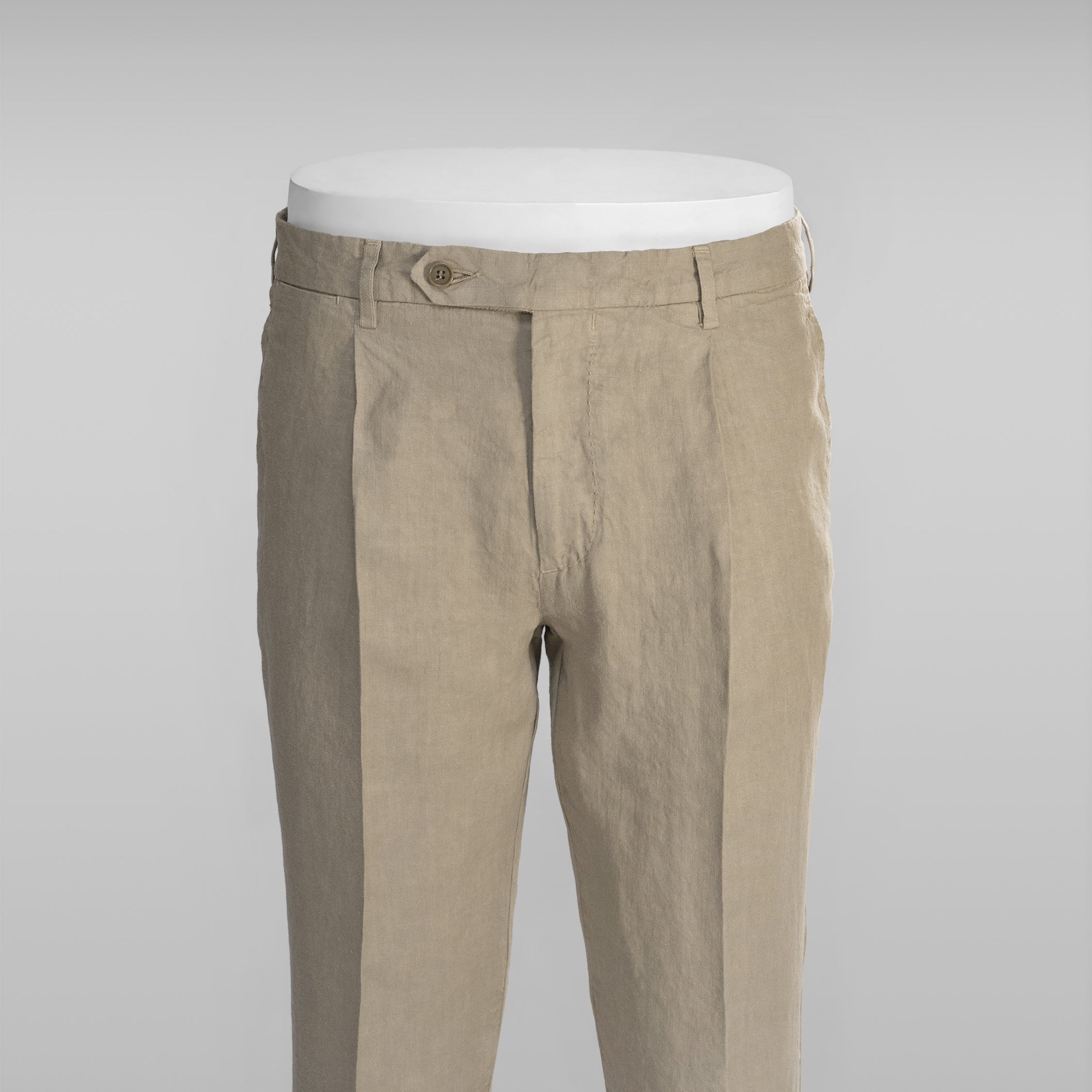 Beige linen sport trousers 1 pleat