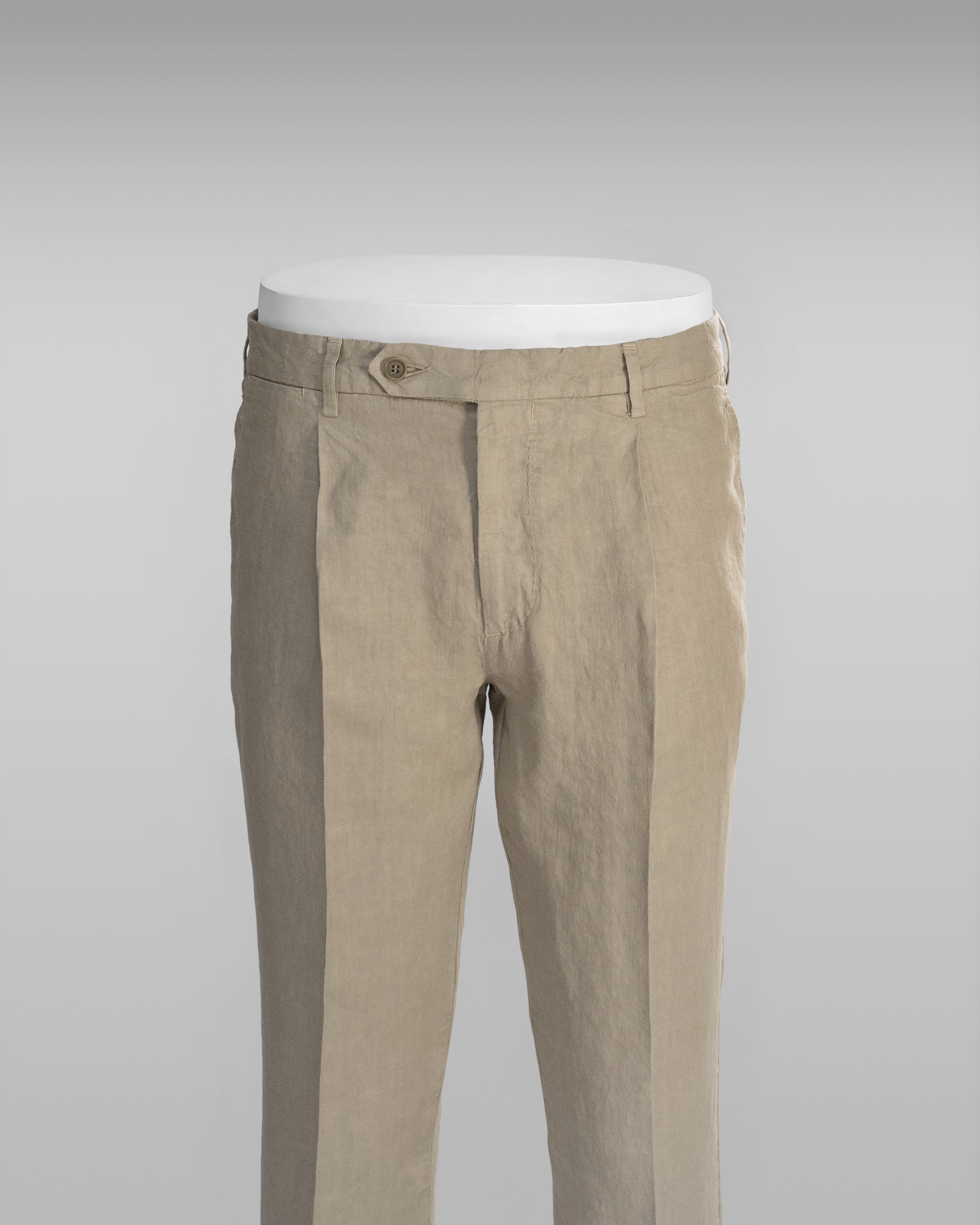 Beige linen sport trousers 1 pleat